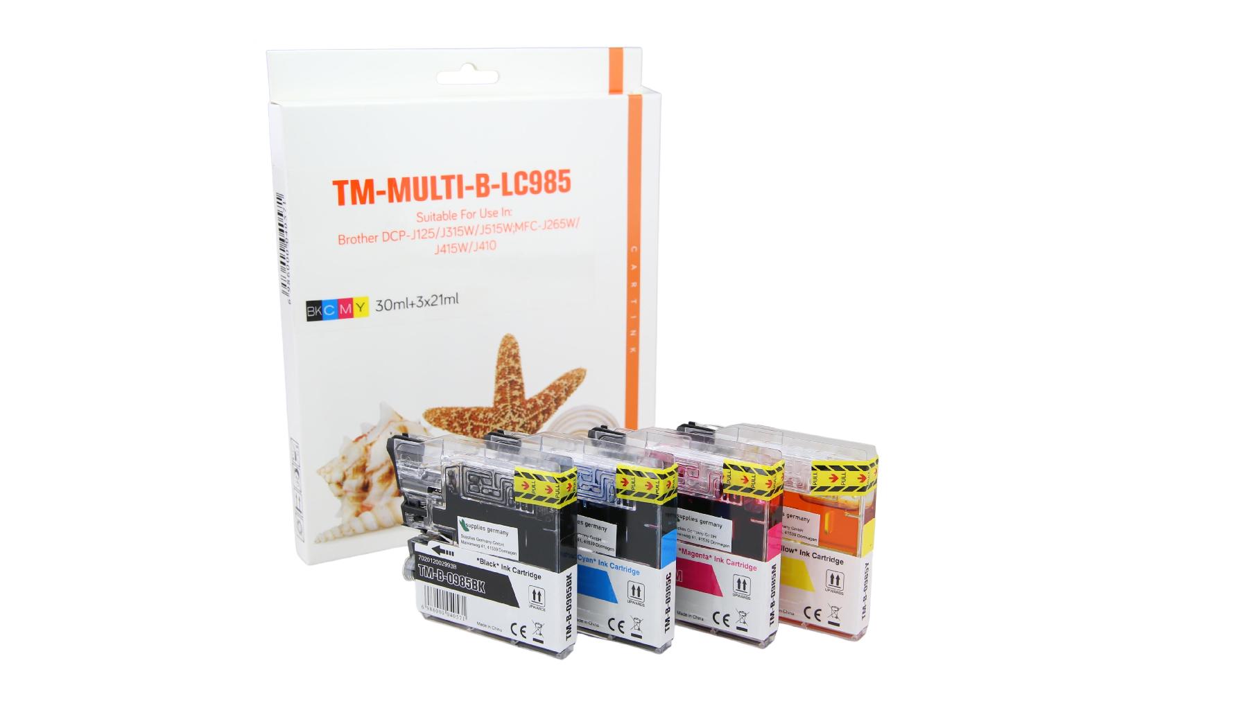Multipack LC985 alternativ Tinte für Brother / LC985VALBP / BK30ml / C,M,Y21ml Multipack LC985 alternativ Tinte für Brother / LC985VALBP / BK30ml / C,M,Y21ml