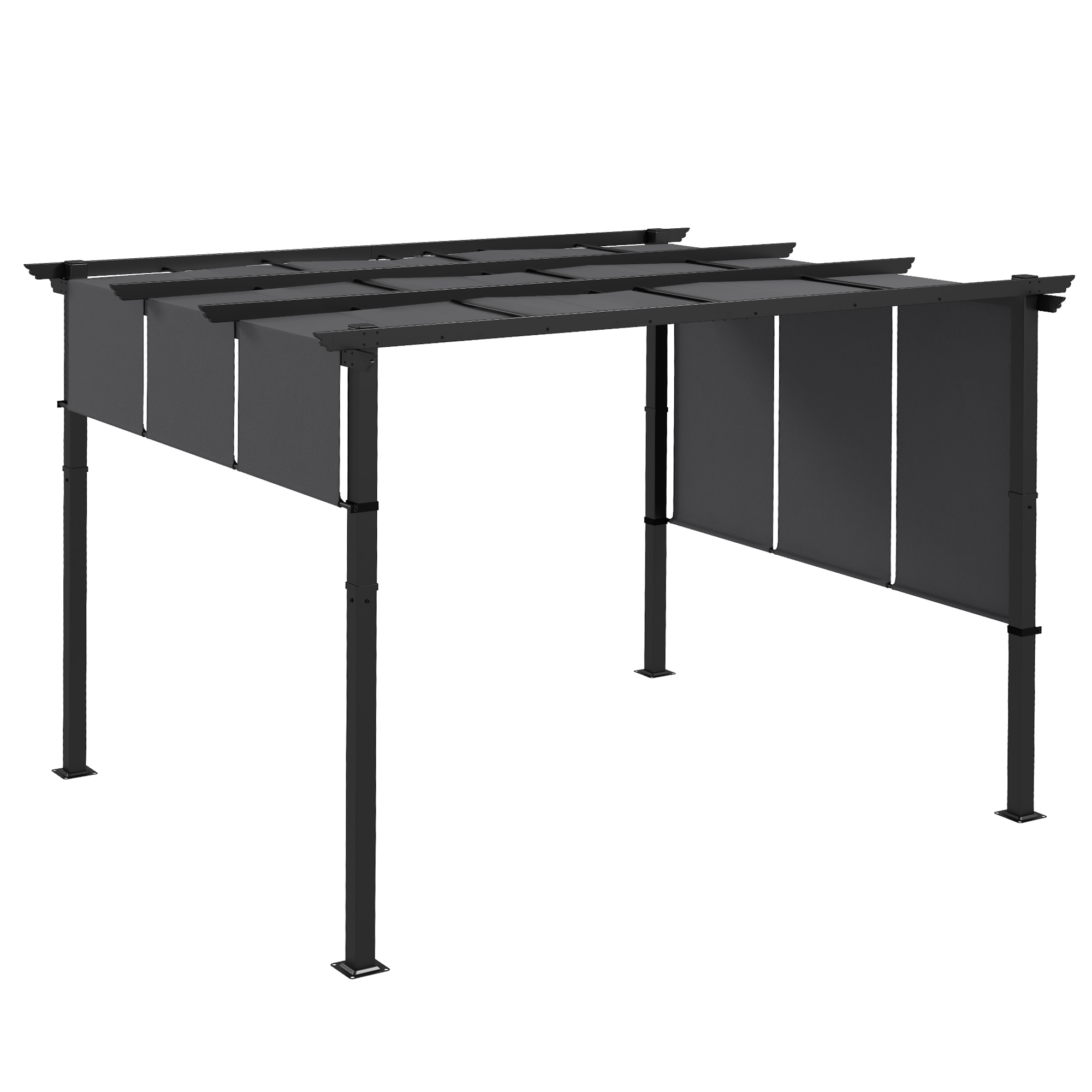 Markise Sonnenschutz. Pergola, wetterbeständig,  inkl. Befestigungsmaterial, 3 x 3,5 m, Dunkelgrau
