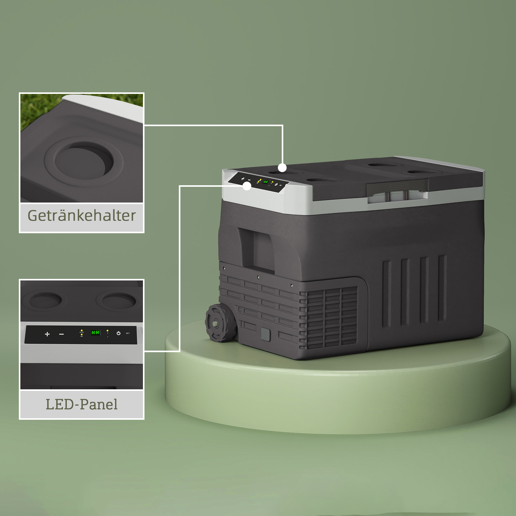 30 Liter Kompressor Kühlbox elektrische Kühlbox mit LED ECO Modus Anschluss Kühlhaltefunktion Schwarz