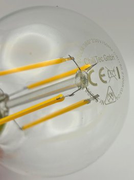 LED Glühlampe E27 "Filament G60k" klar / 3000K, 919lm, 230V / 8W, warmweiß