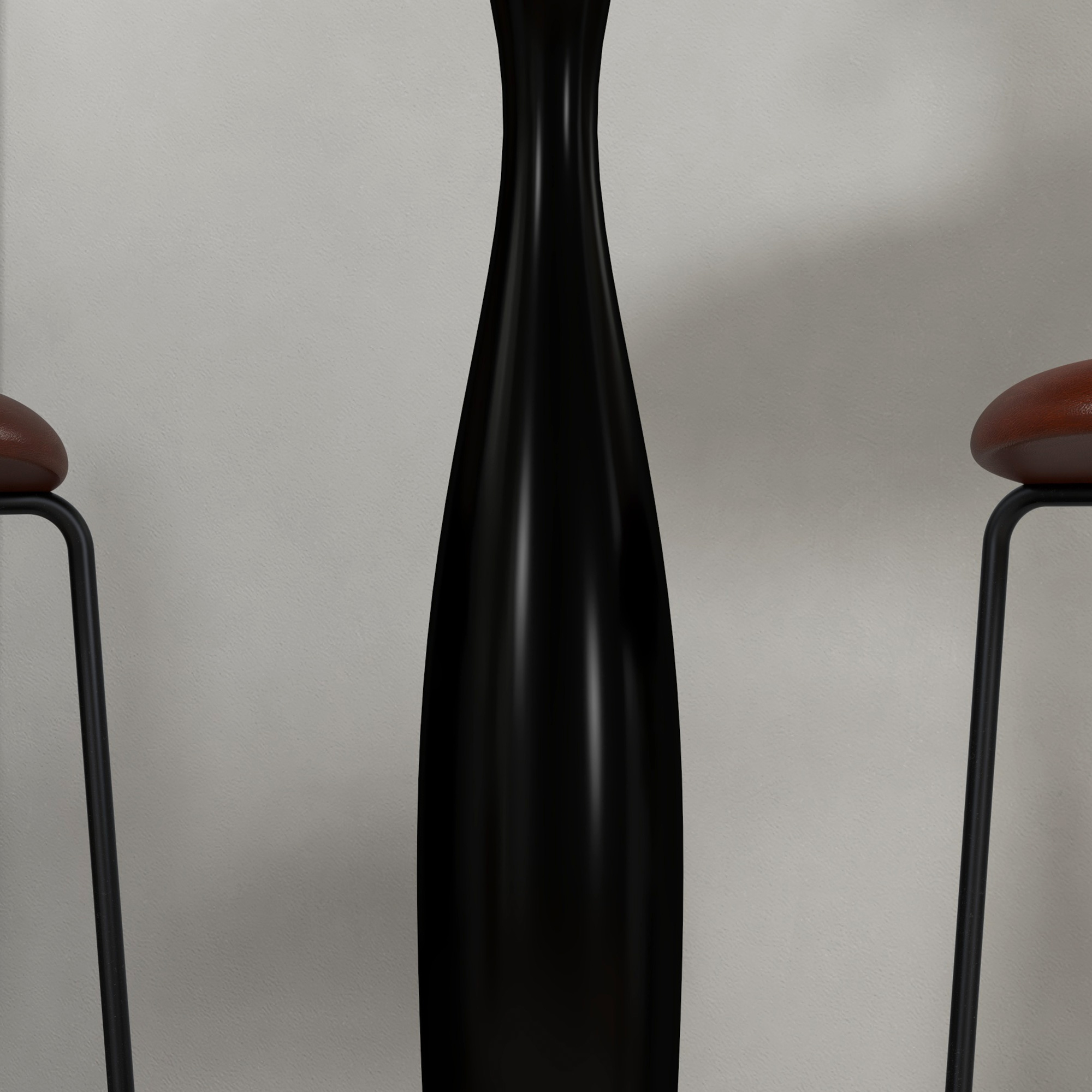 runder Esstisch, pulverbeschichteter Stahl, MDF mit Melamin, rutschfeste Füße, 70 x 74 cm, Schwarz