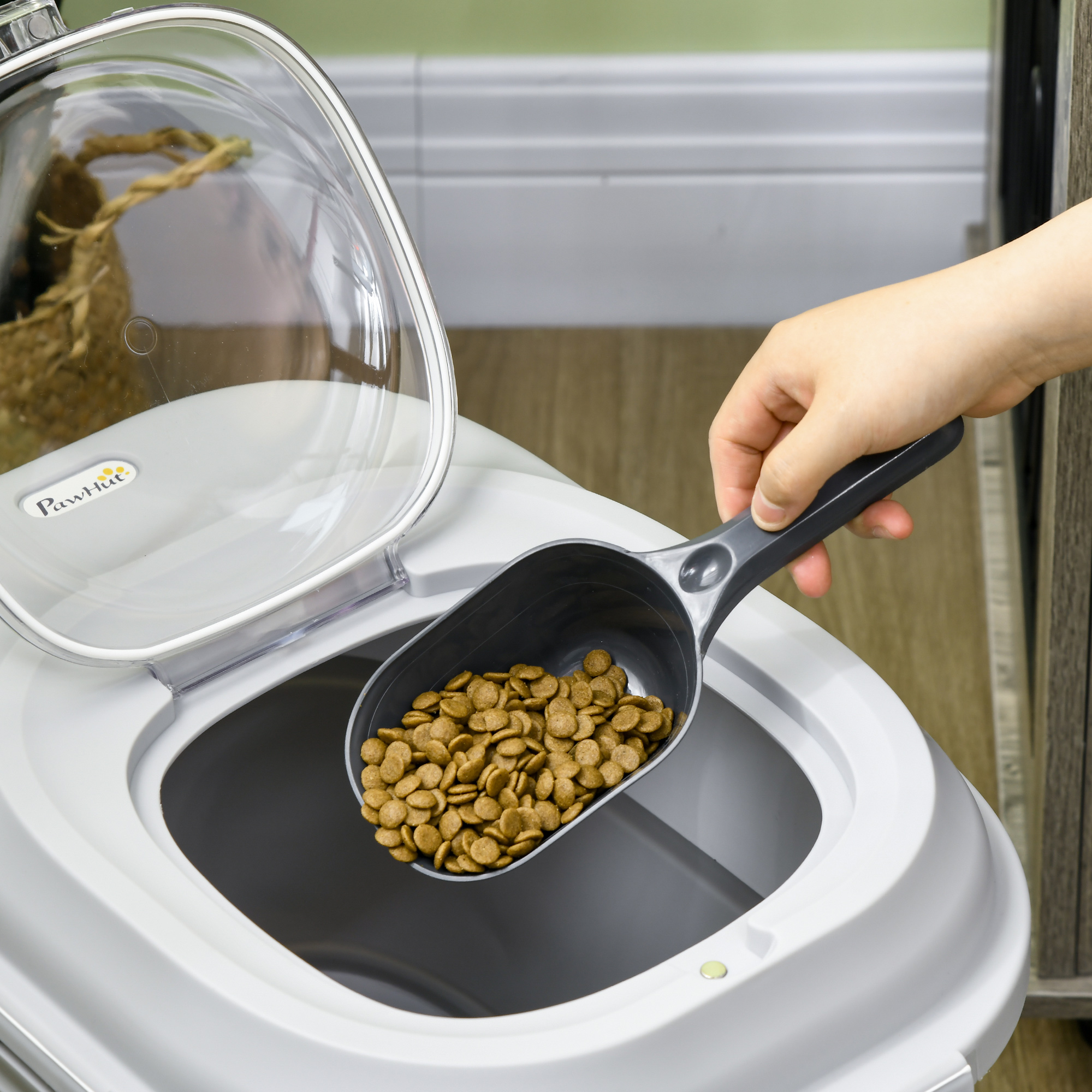 Trockenfutter-Behälter, faltbar, bis 25 kg, mit Zubehör, 44x32x37cm, Grau