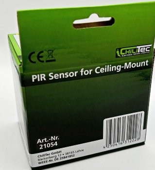 Decken-Einbau-Bewegungsmelder 360° Alu / PIR Sensor, 6m, schwenkbar, silber