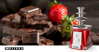 Schokoladenbrunnen | 90 W | 32 cm | 3 Metall-Etagen | Rot / Weiß