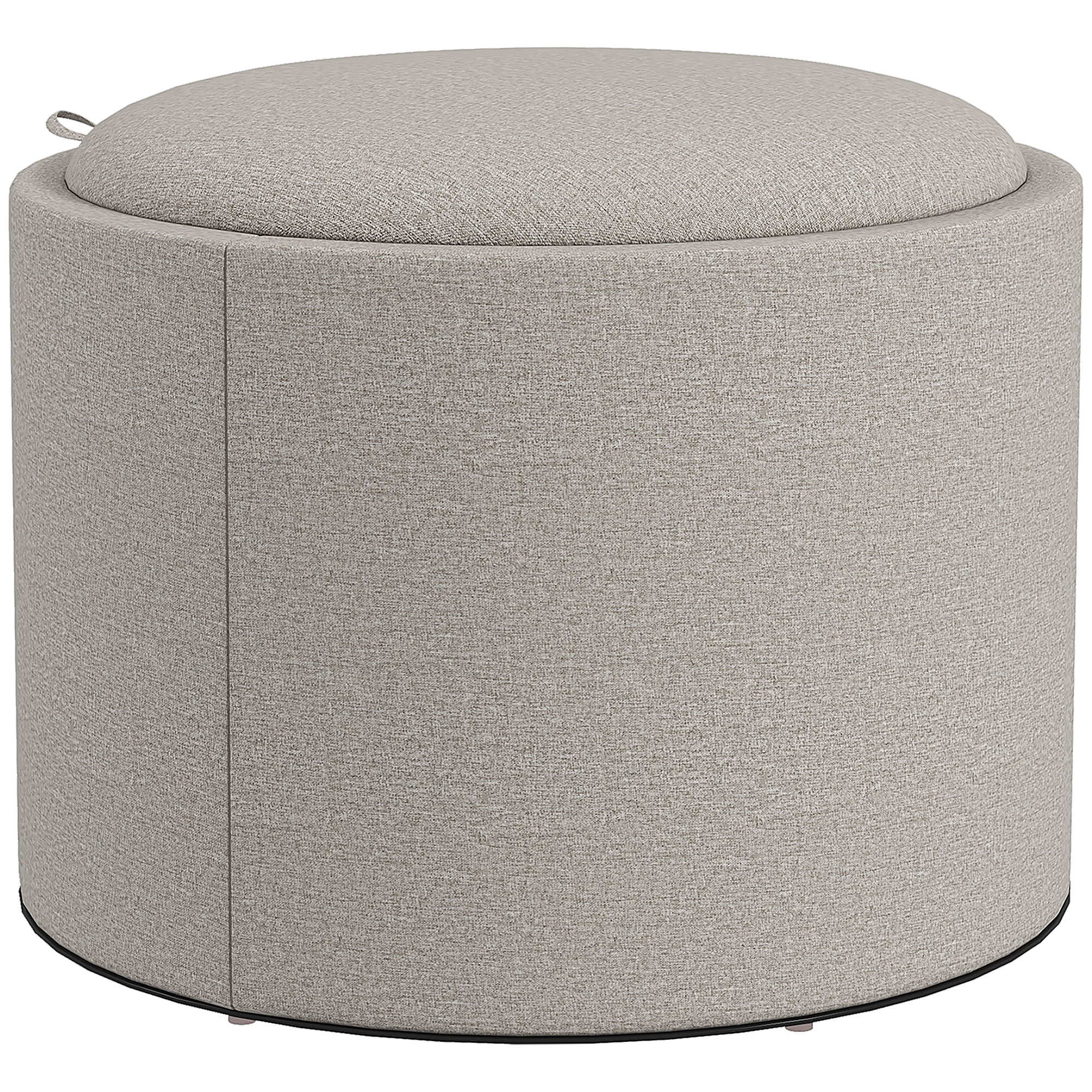 Hocker Polsterhocker, Leinen, versteckter Stauraum, umkehrbarer Deckel, 56cm x 56 cm x 42 cm, Hellgrau + Natur