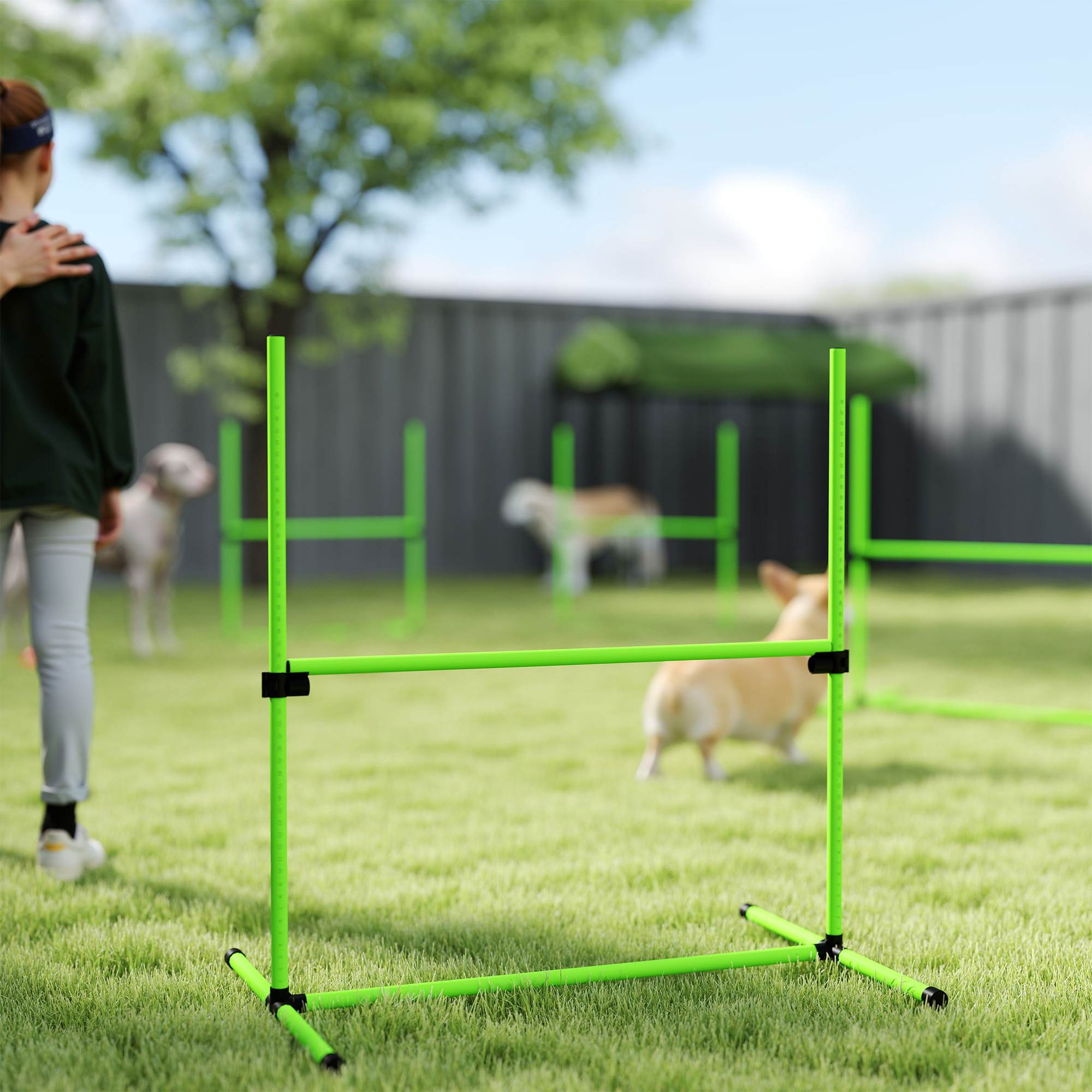 Agility Set Hunde 4-teiliges höhenverstellbar Agility-Ausrüstung mit 4 Hürden Tragetasche 99 x 65 x 94 cm Grün