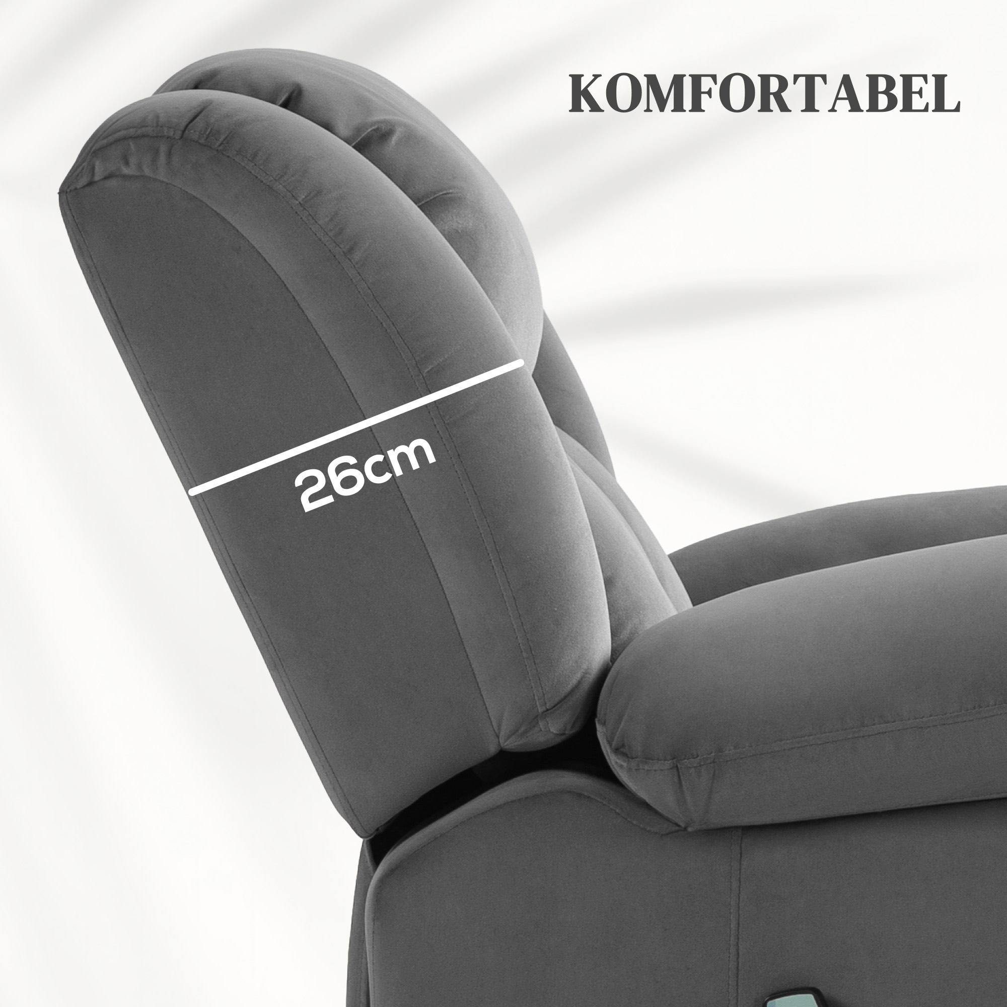 Aufsteh-Sessel, Weicher, samtartiger Stoff, USB-Anschlüsse