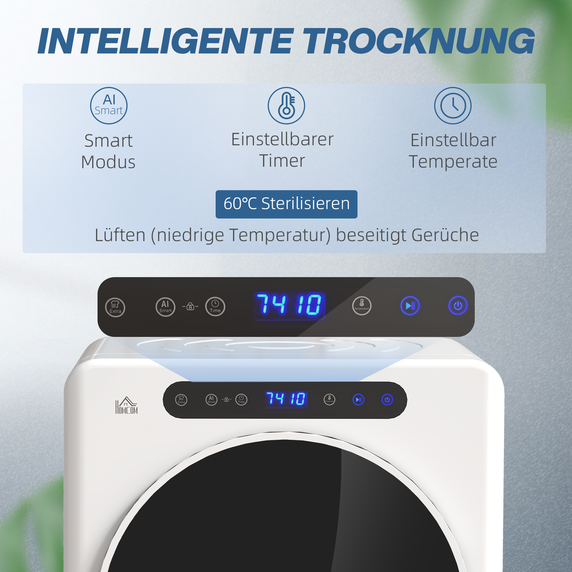 Wäschetrockner, 6 Programme, 40-60?, 3kg Kapazität, kompakt, Touch-Bedienung, Weiß