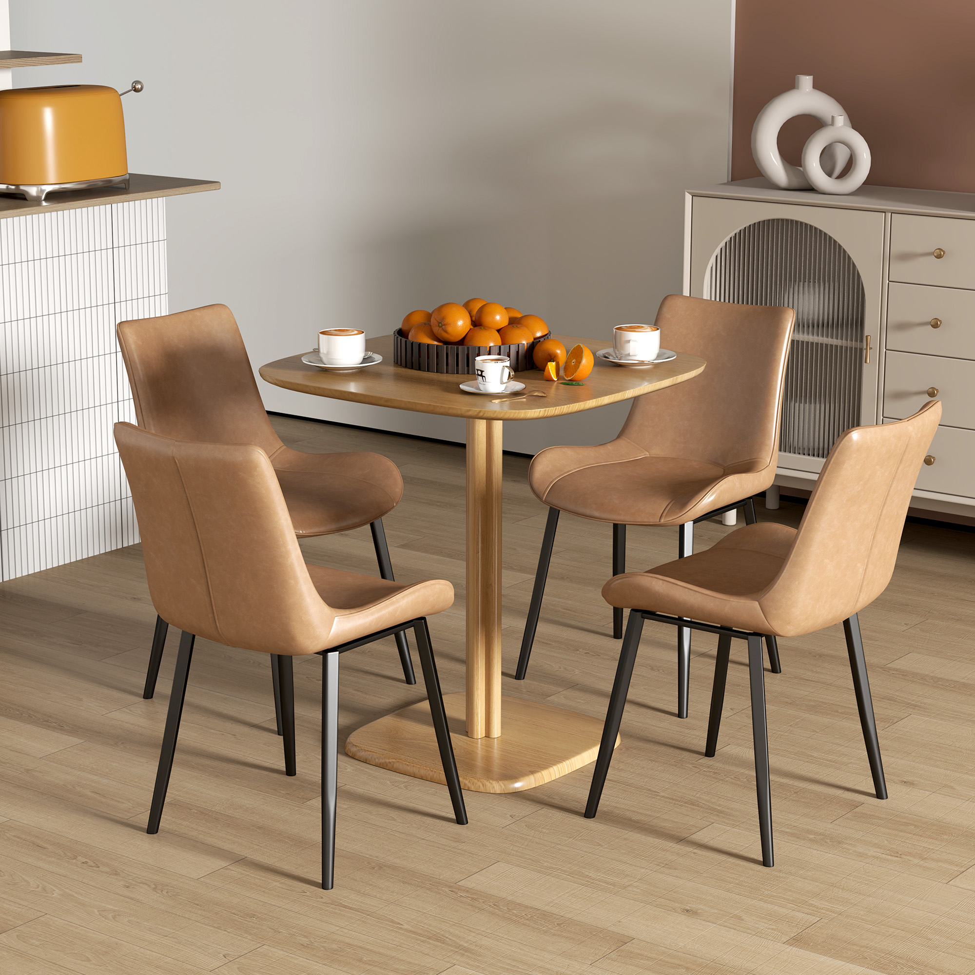Esstisch, 70 x 70 cm Küchentisch für 4 Personen aus Kautschukholz für Küche, Esszimmer, Natur