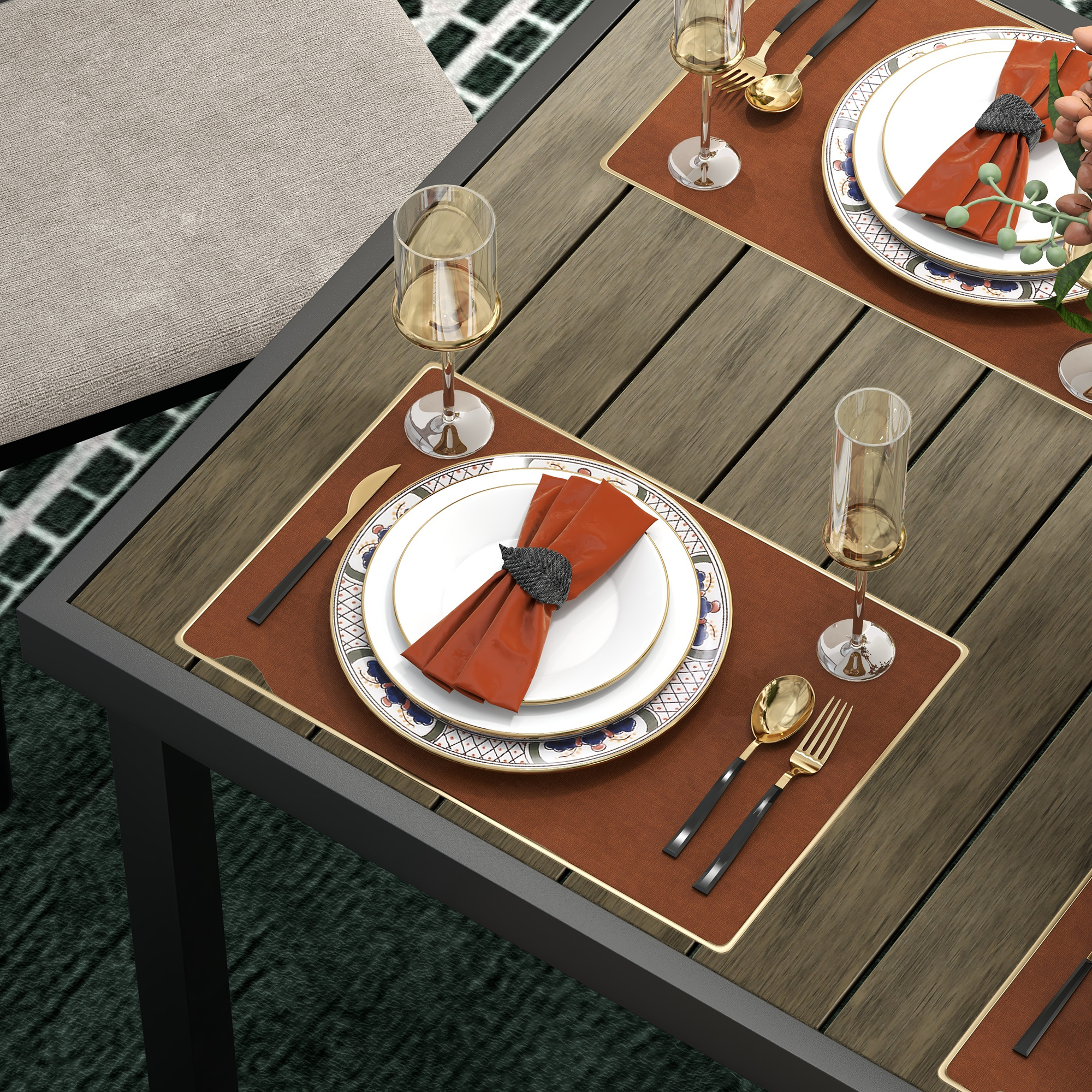 Gartentisch für 8 Personen, Outdoor-Tisch, Loungetisch, wetterbeständig, 190 x 90 x 74 cm, Naturholz