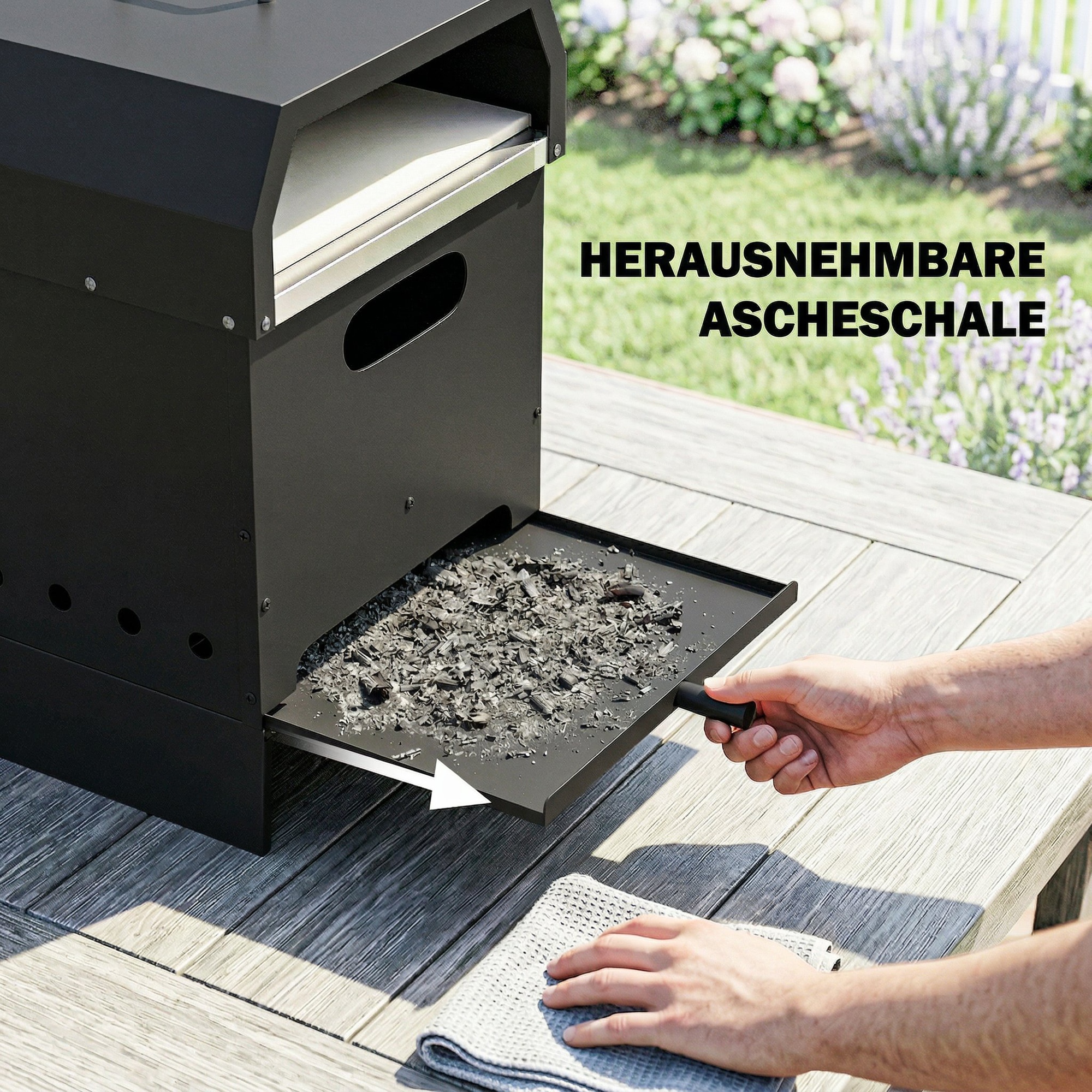 3-in-1 Outdoor Pizzaofen Holzbefeuert Pizza Ofen 2 Ebene Backofen mit Pizzastein Griffen Pizzaschaufel