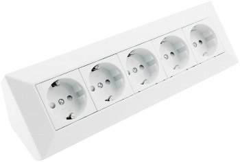 5-fach Steckdosenblock, weiß, 250V~/ 16A, Aufbaumontage
