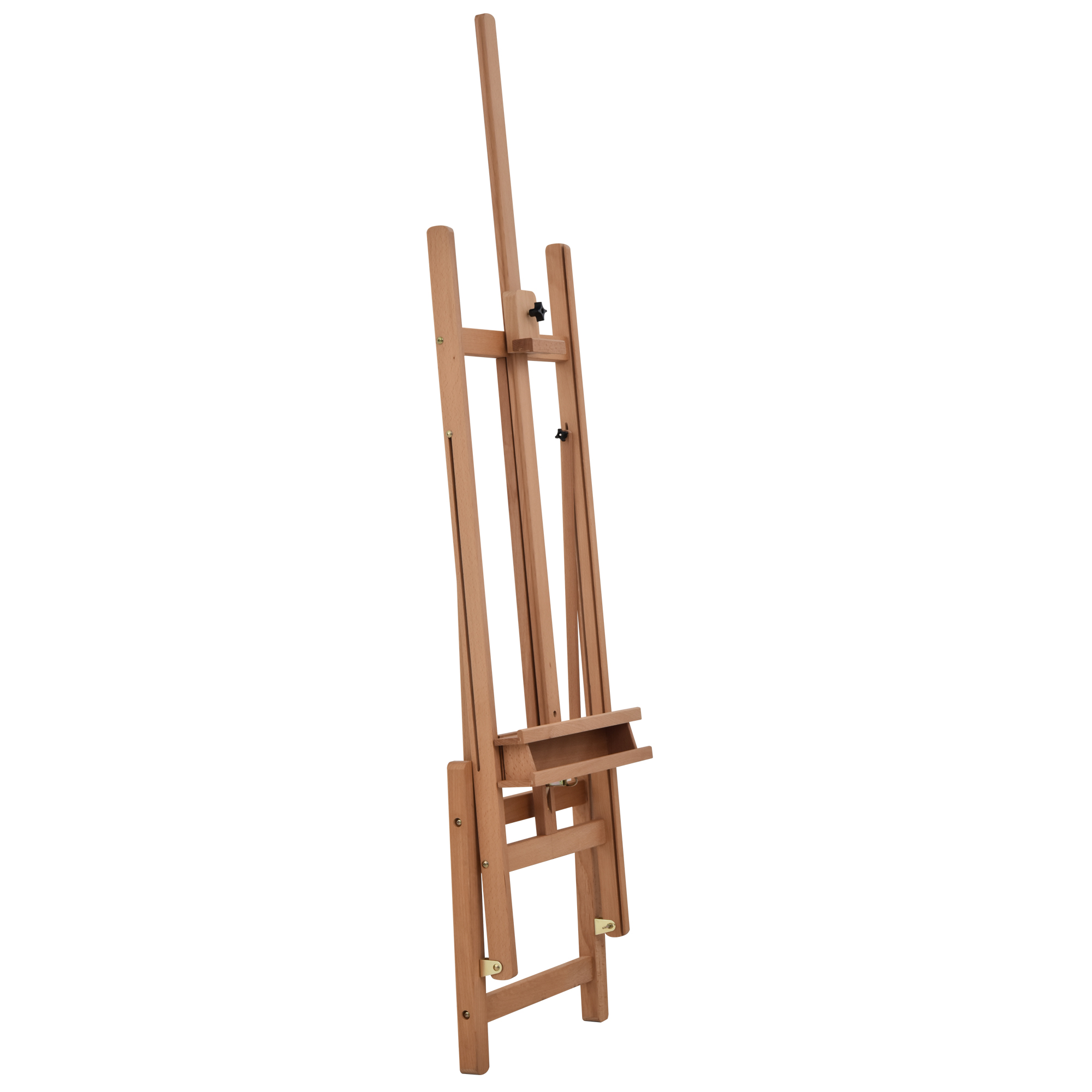 Staffelei Keilrahmen Atelierstaffelei Höhen- und Winkelverstellbar mit Ablagefach Buchenholz Natur 53 x 50,5 x 171-230 cm