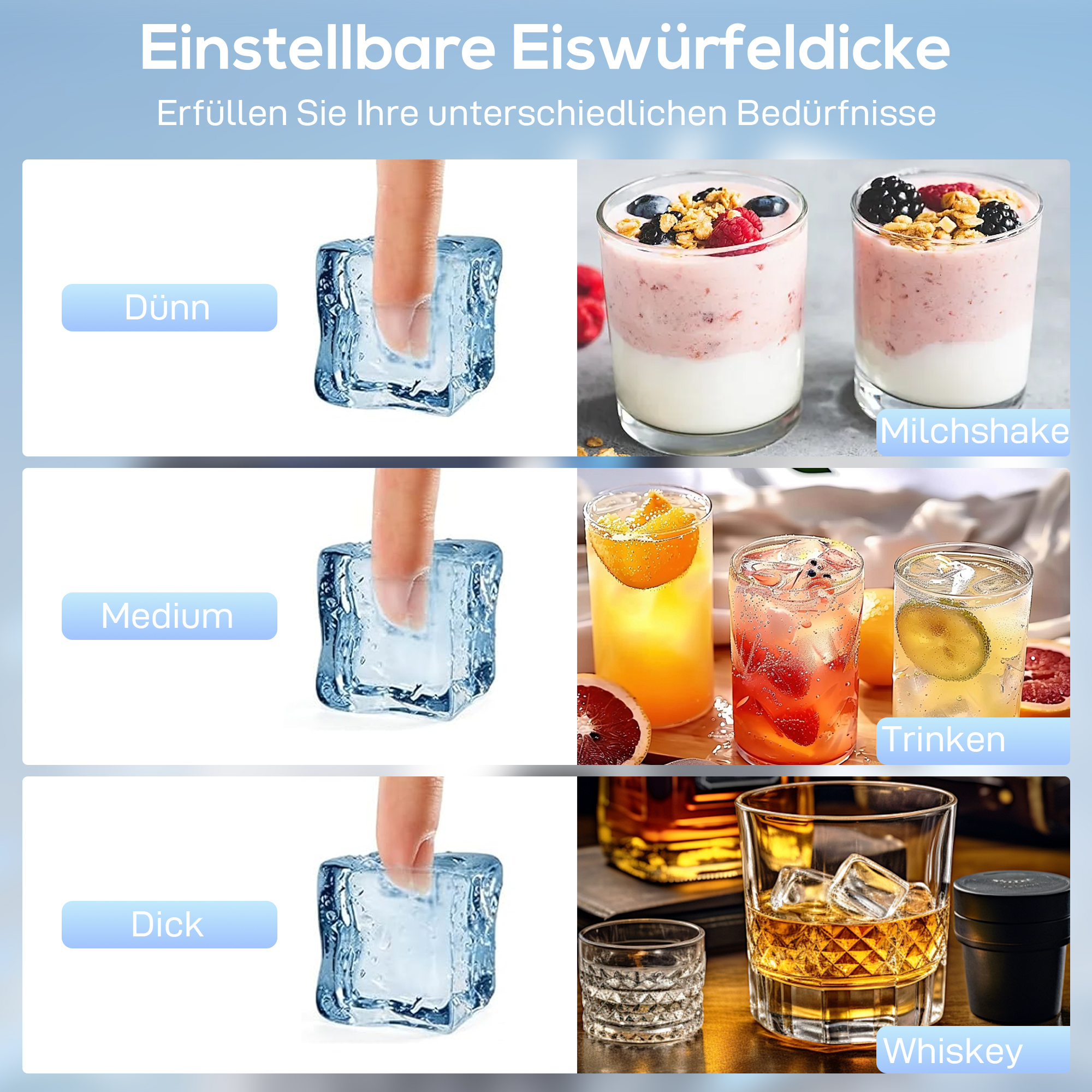 Eismaschine, 45 kg/24 Std., Edelstahl, Unterbau oder freistehend, Silber