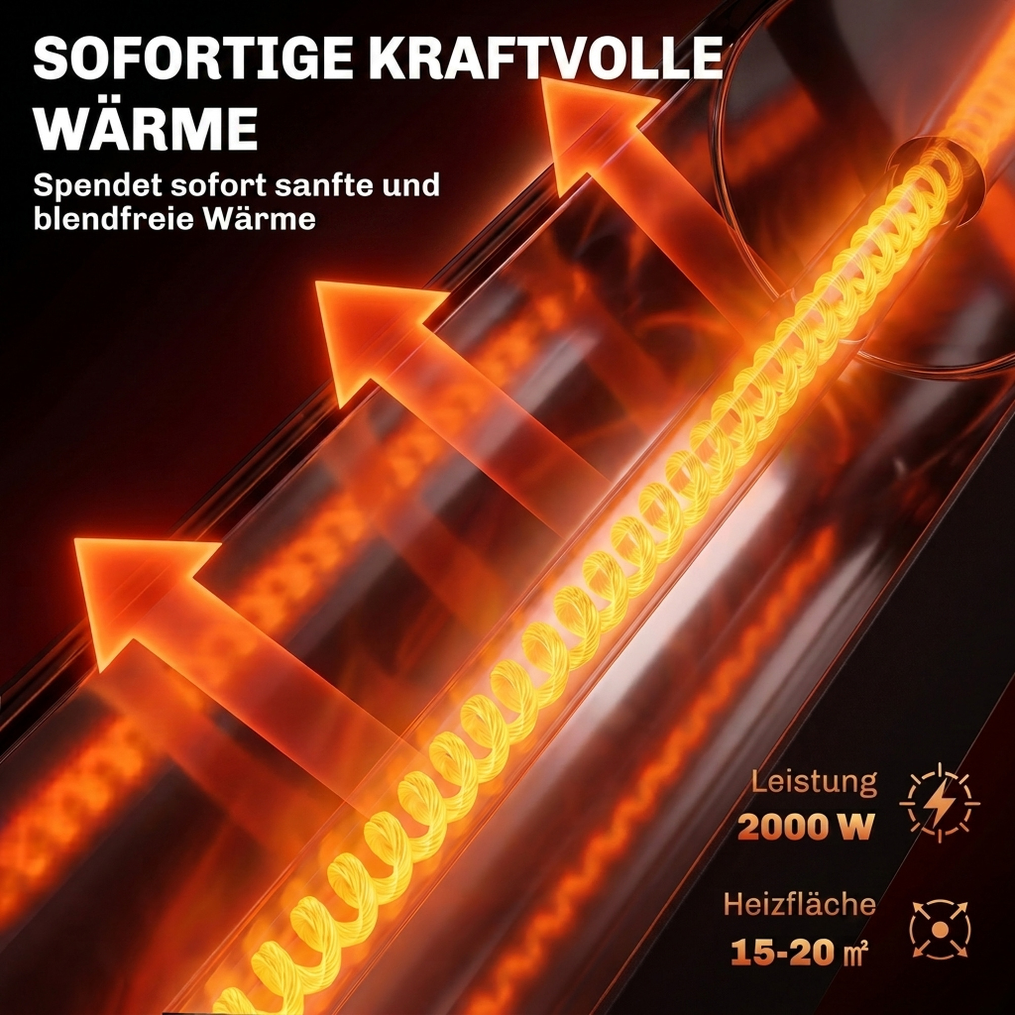 Infrarot Heizstrahler 2000W Carbonfaser oszillierender Standheizstrahler mit Fernbedienung 8 Heizstufen Schutzhülle