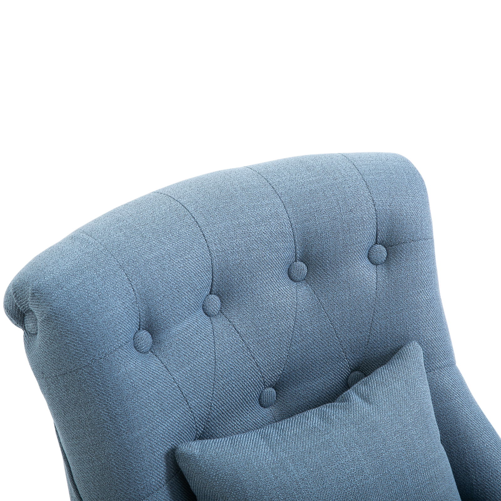 Sessel Wohnzimmer Relaxsessel Loungesessel Ruhesessel mit Rückenkissen, Holzbeine, Lesesessel mit Leinenoptik, Polstersessel für Schlafzimmer, Blau