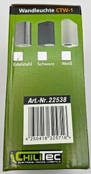 Außen-Wandleuchte "CTW-2" / für 2x GU10, IP44, Edelstahl poliert