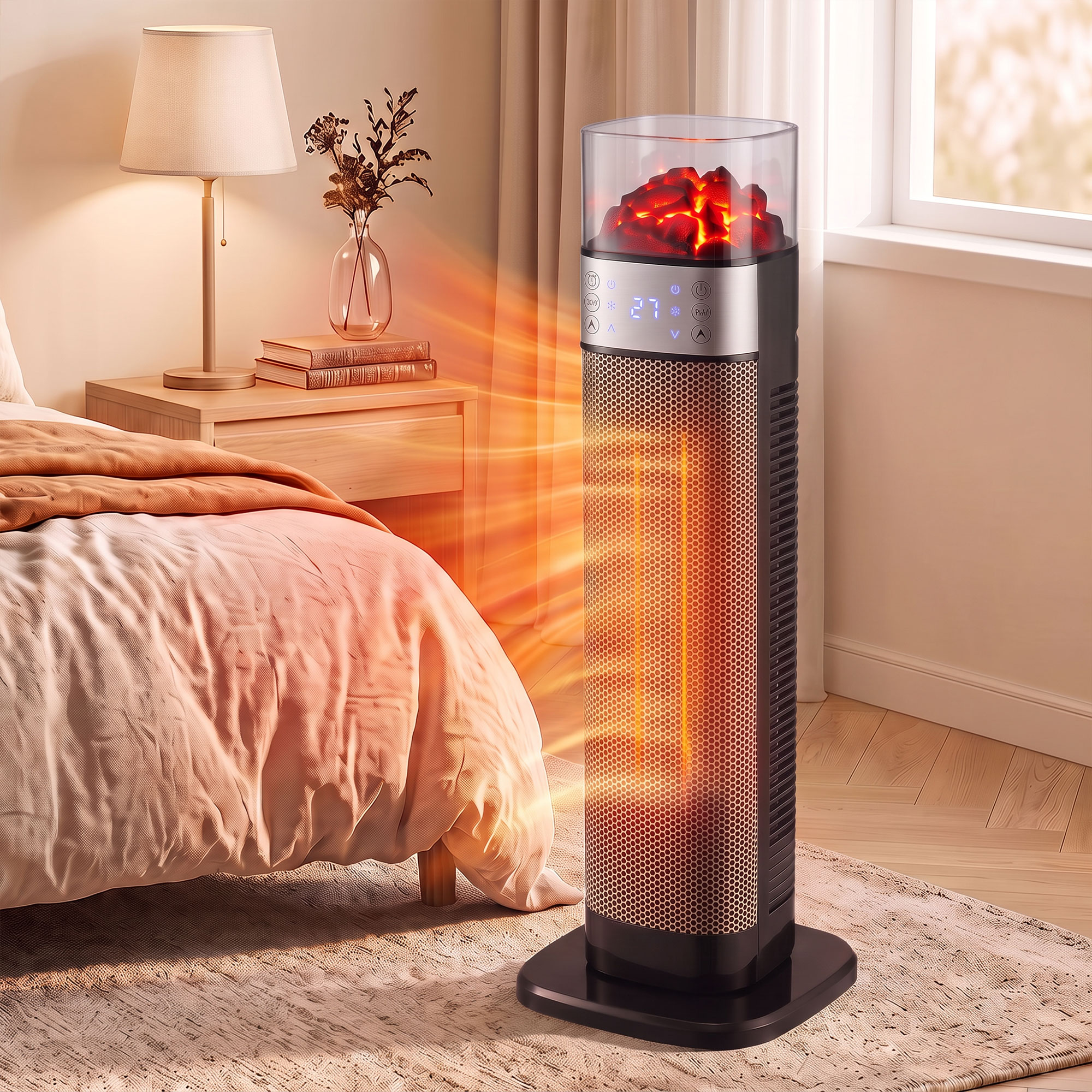 Keramik Heizlüfter 2000W Thermostat elektrische Heizung Fernbedienung Schwarz