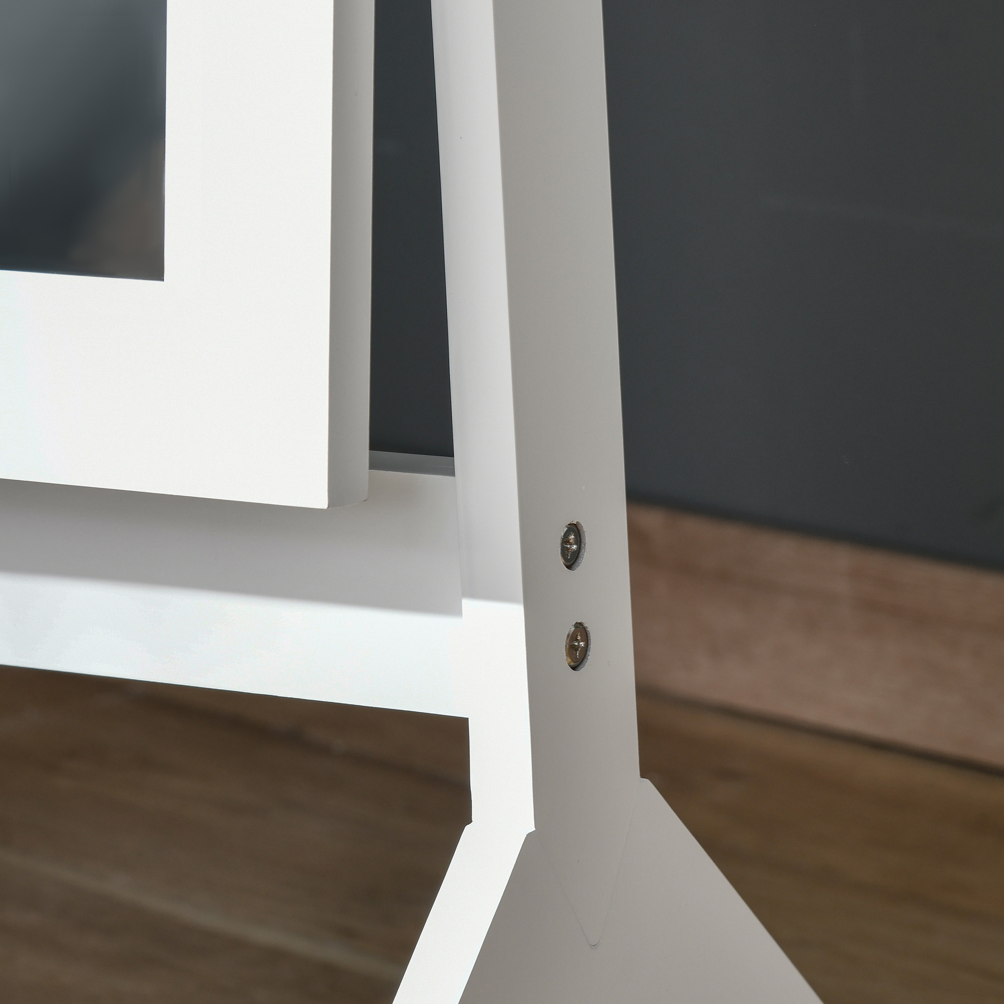 Standspiegel Ganzkörperspiegel Schminkspiegel erhöhte Füße Pflegeleicht MDF Weiß 47 x 46 x 148 cm