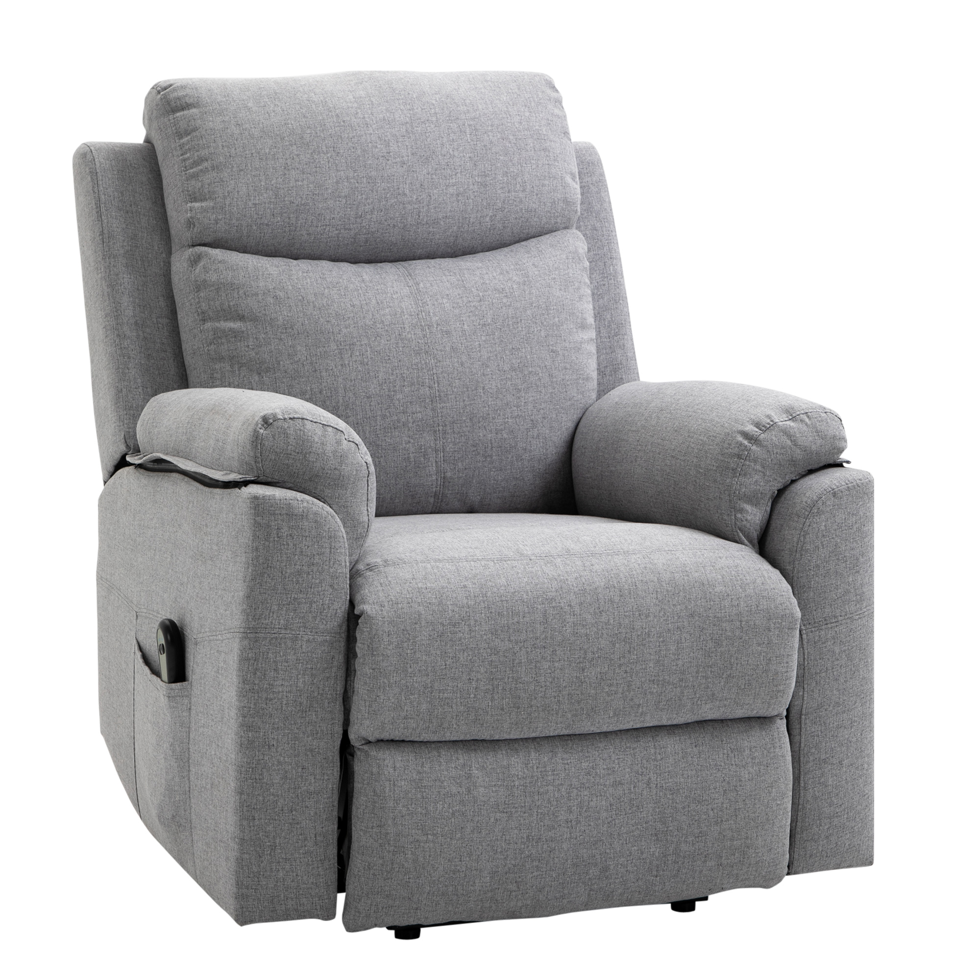 Relaxsessel mit Aufstehhilfe, elektrisch, Liegefunktion, Fernbedienung, Taschenfederkern, bis 120 kg, Grau