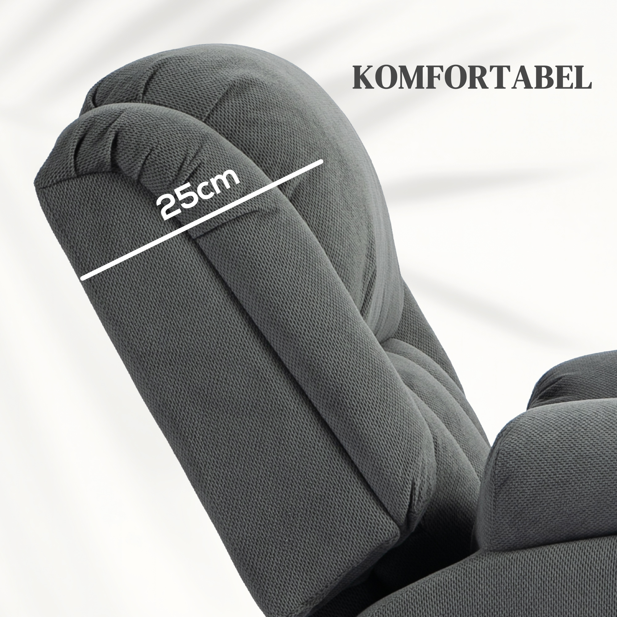 Fernsehsessel mit Massage- und Wärmefunktion, Elektrischer Aufsteh-Sessel, Fernbedienung, Seitentaschen, Grau