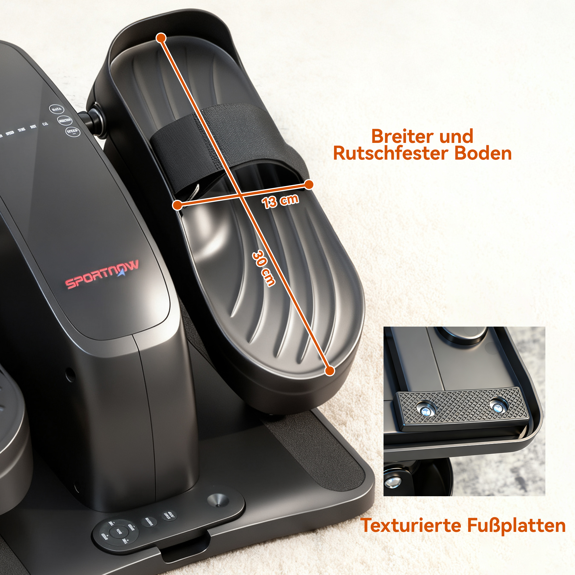 Mini-Pedaltrainer, 12 Geschwindigkeiten, LED-Display, Fernbedienung, rutschfest, tragbar, Metall, Kunststoff, Schwarz