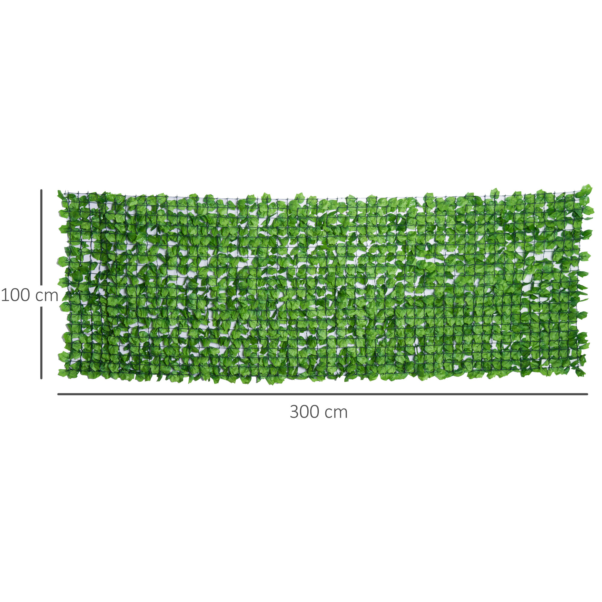 Künstlicher Hecken-Sichtschutz, UV-geschützt, Sichtschutzgitter mit Blättern, Hecken-Zaun, 300 x 100 cm, Grün