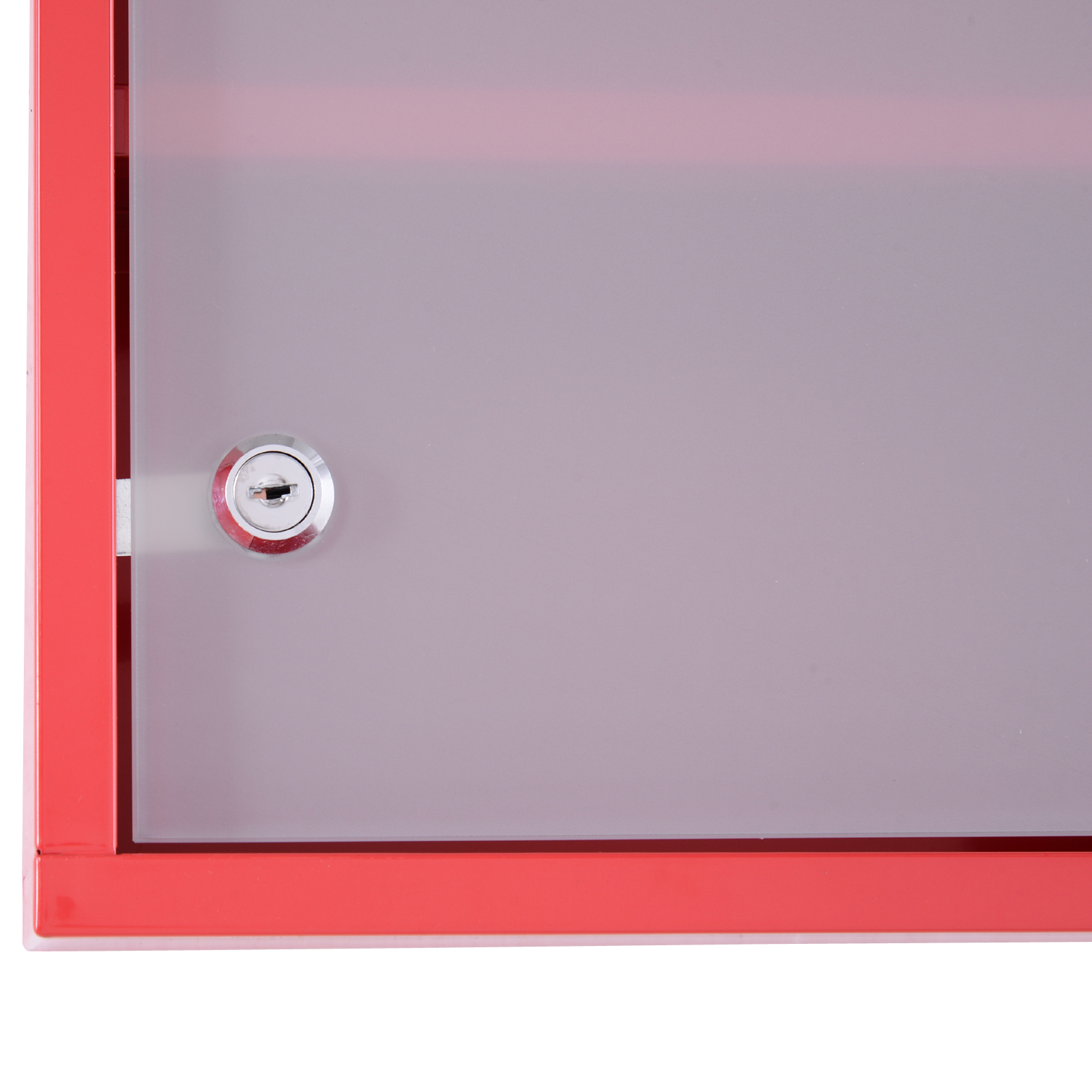 Medizinschrank aus Stahl Arzneischrank zur Medikamenten-Aufbewahrung, Abschließbar Apothekerschrank mit 4 Fächer, Glastür, 60 x 30 x 12 cm, Rot