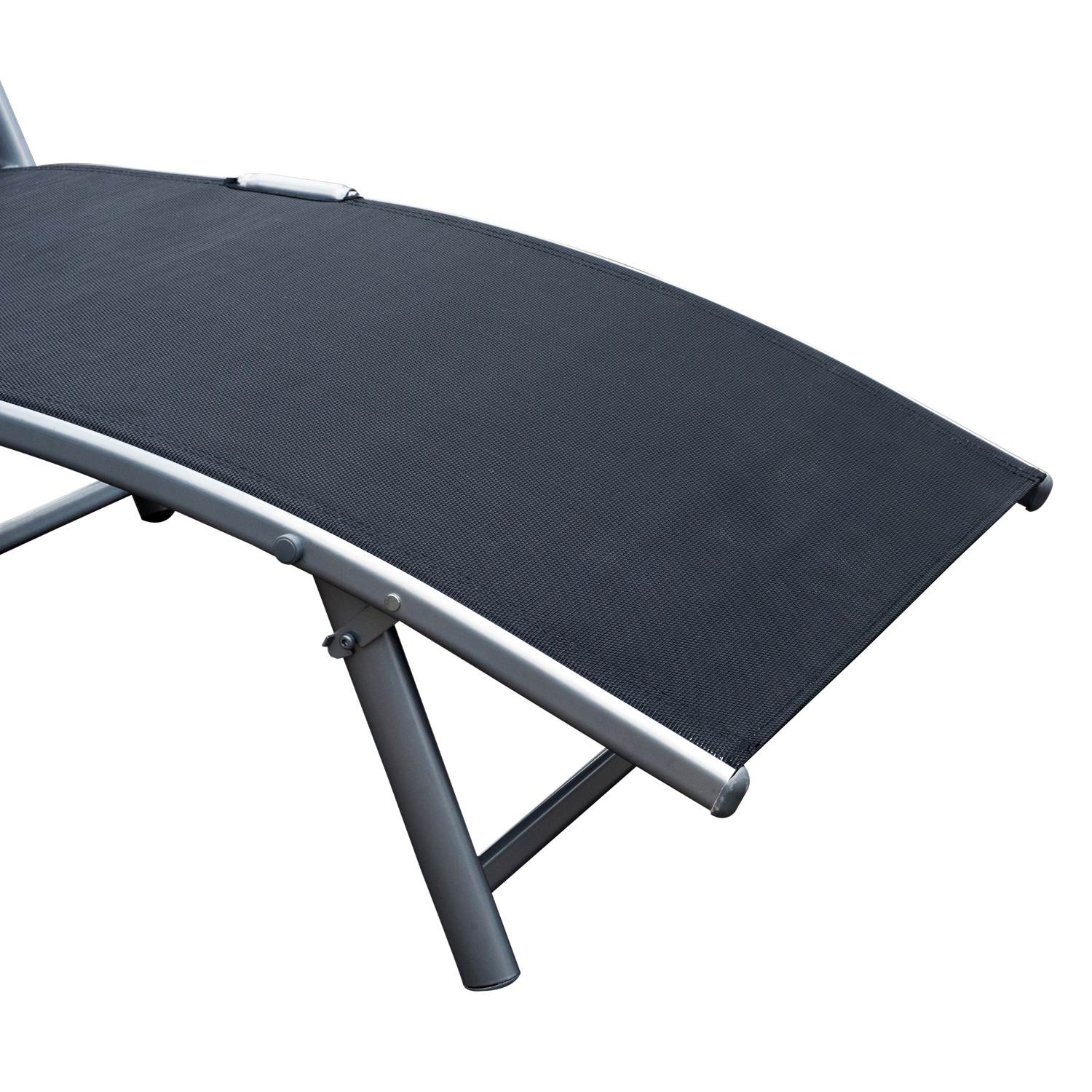 Sonnenliege klappbar Strandliege mit Kissen Liegestuhl mit 7-Fach verstellbare Rückenlehne Gartenliege Relaxliege Gartenstuhl bis 165 kg belastbar, für Garten Urlaub Outdoor, Schwarz