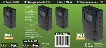 HF-Bewegungsmelder "CT-HFB 65" Aufputz / IP65, 230V, 3-Draht, 180°, Schwarz