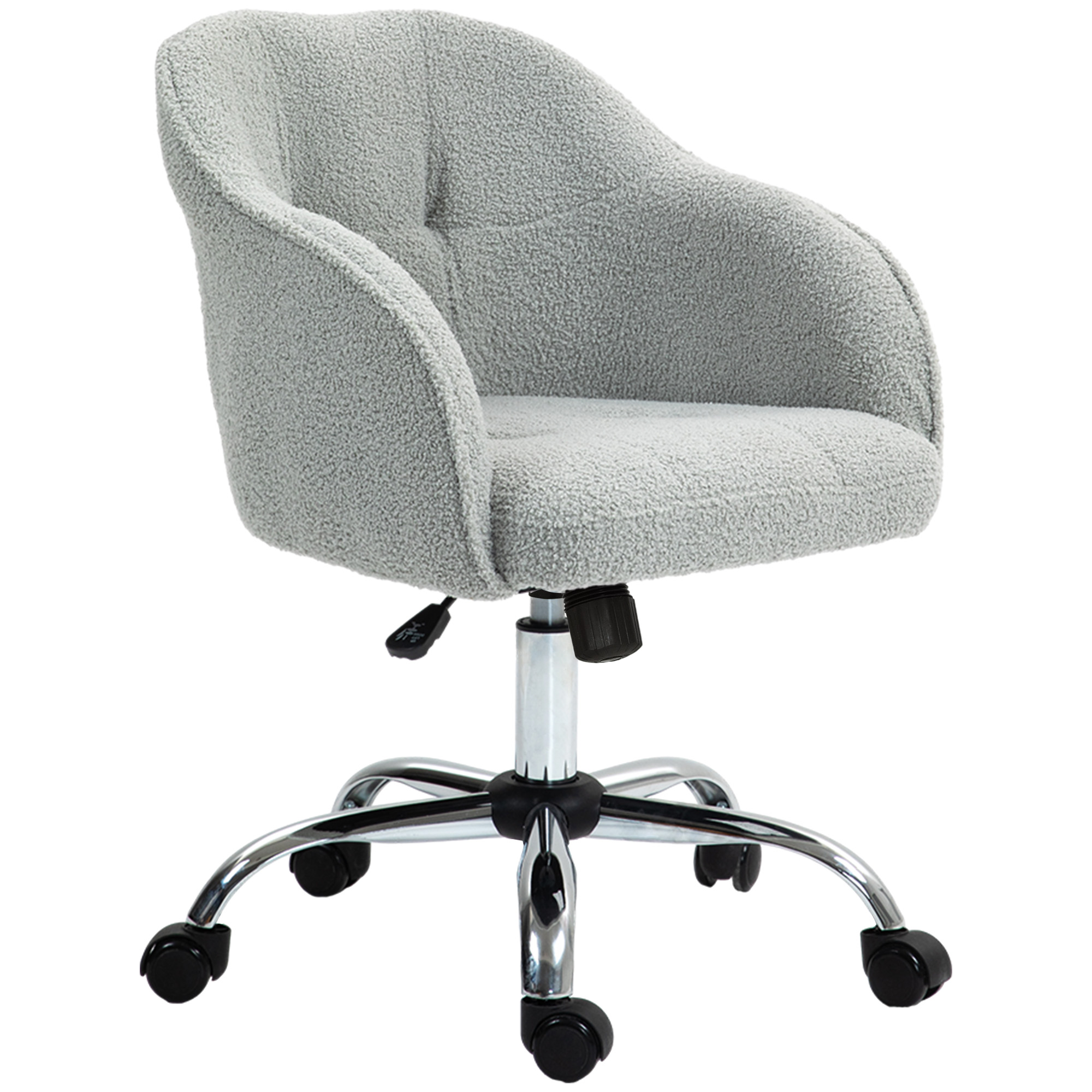 Homeoffice Stuhl, Ergonomisch Schreibtischstuhl mit Wippfunktion, Teddysamtoptik 56 x 61 x 86 cm Grau