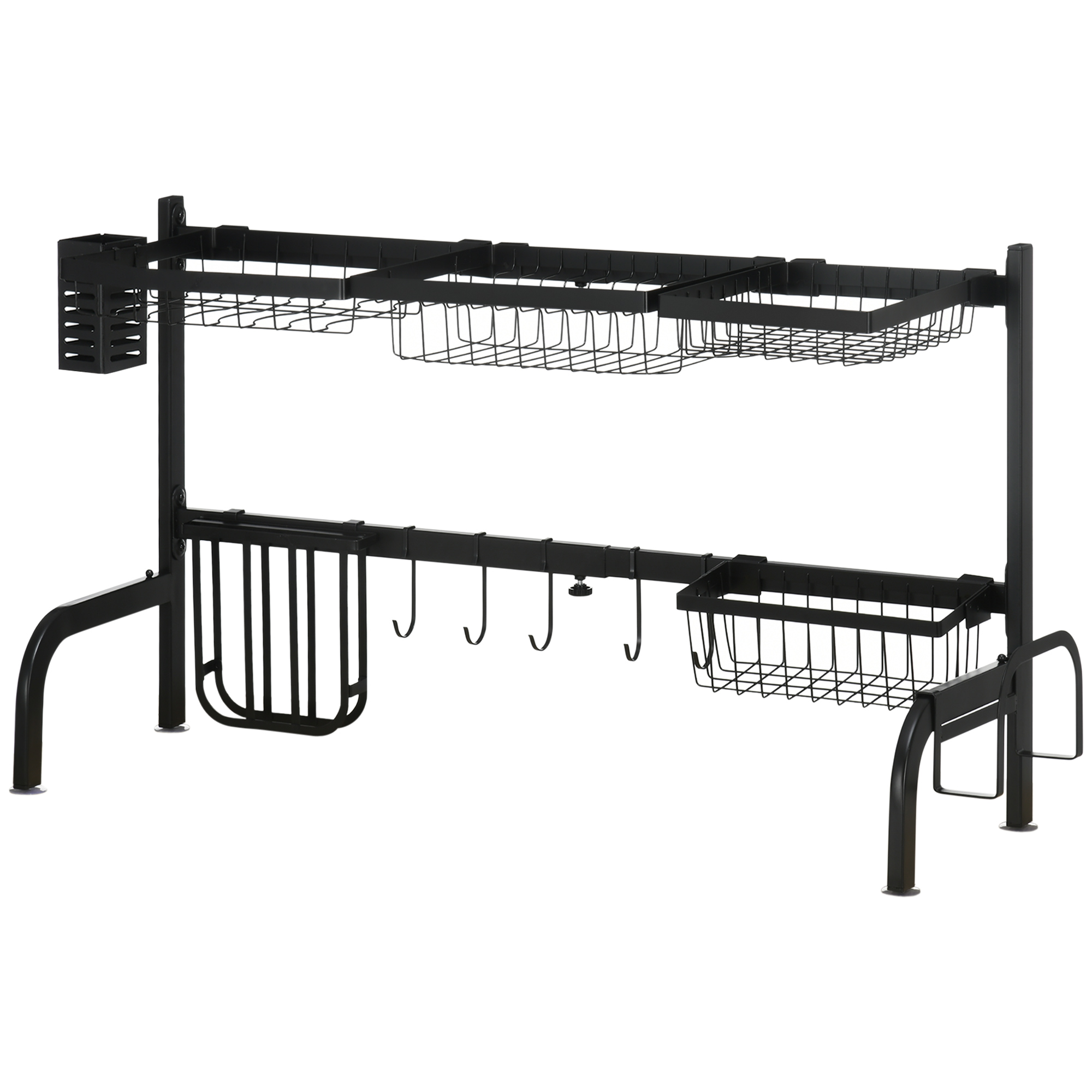 Abtropfgestell, längenverstellbar 51-93 cm, viele Elemente, flexible Anordnung, 93 x 30 x 52cm, schwarz