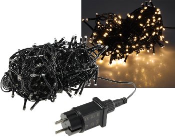 LED Aussen-Lichterkette "CT-ALK200" 20m / warmweiß, Kabel schwarz, IP44, 200 LEDs