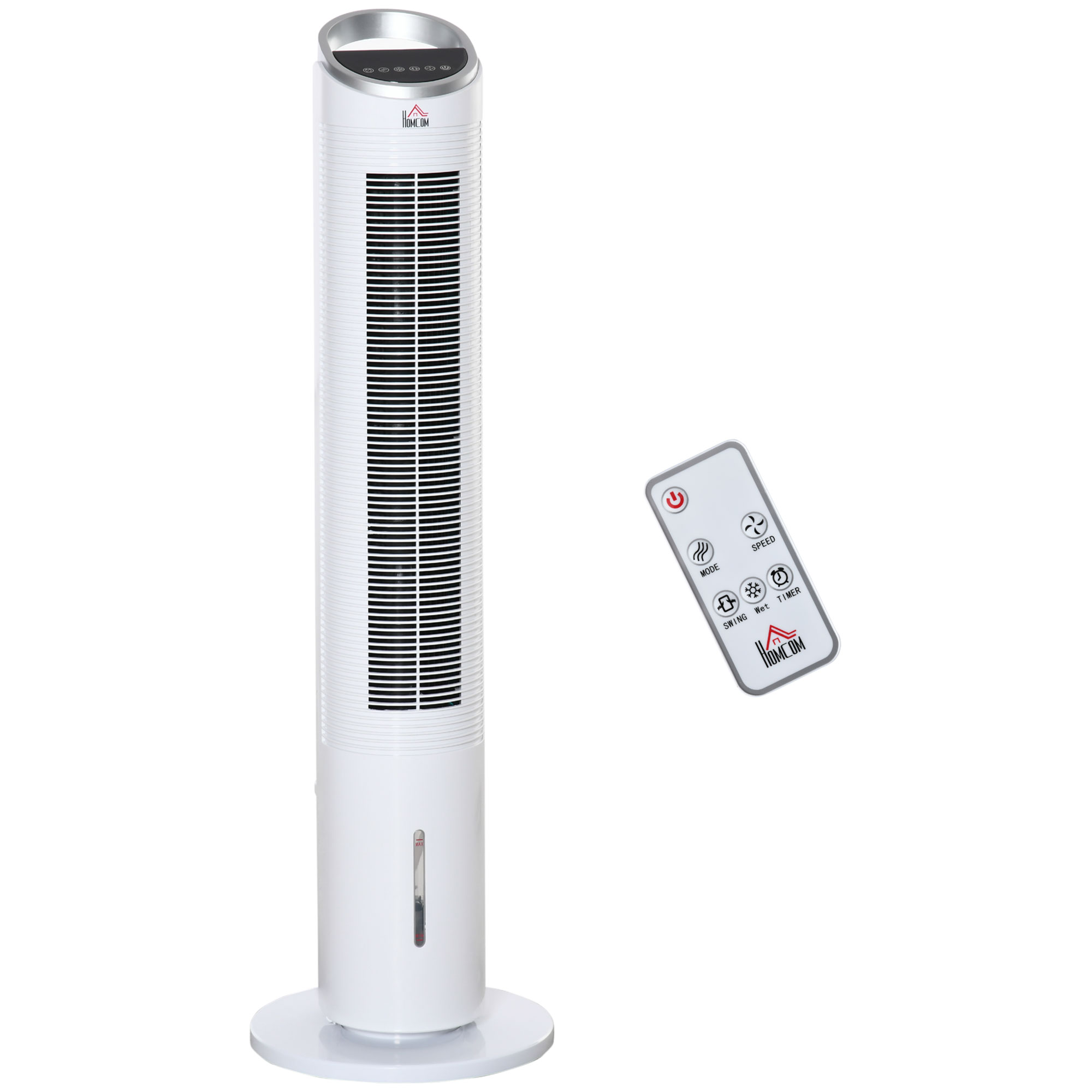 Turmventilator mit Wasserkühlung und Fernbedienung 60W 20? 30 cm x 30 cm x 100,8 cm 3 Modi Weiß