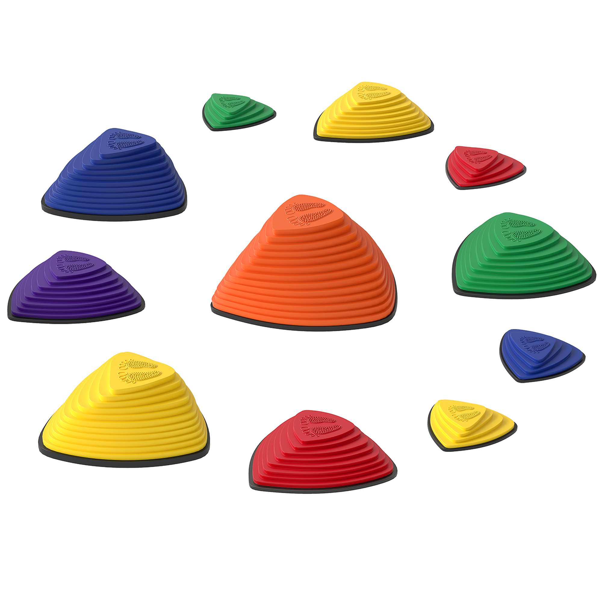 11er-Set Trittsteine, rutschfestes Design, für drinnen & draußen, stapelbar, Bunt