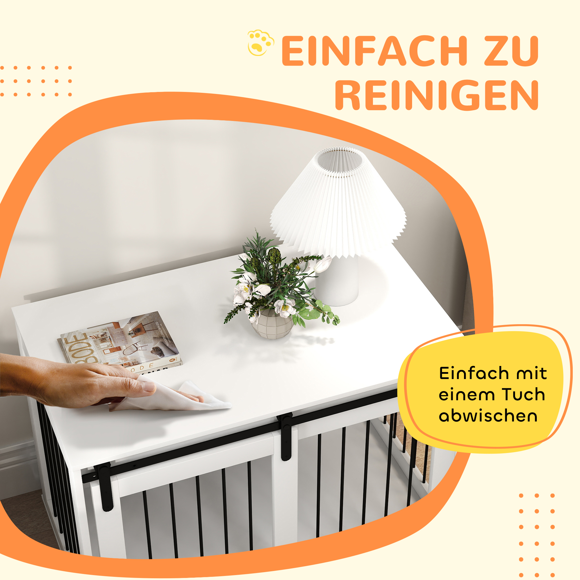 Hundebox mit Schiebetür, Belüftung, Spanplatte und Stahl, 98 x 58 x 61 cm, Walnuss