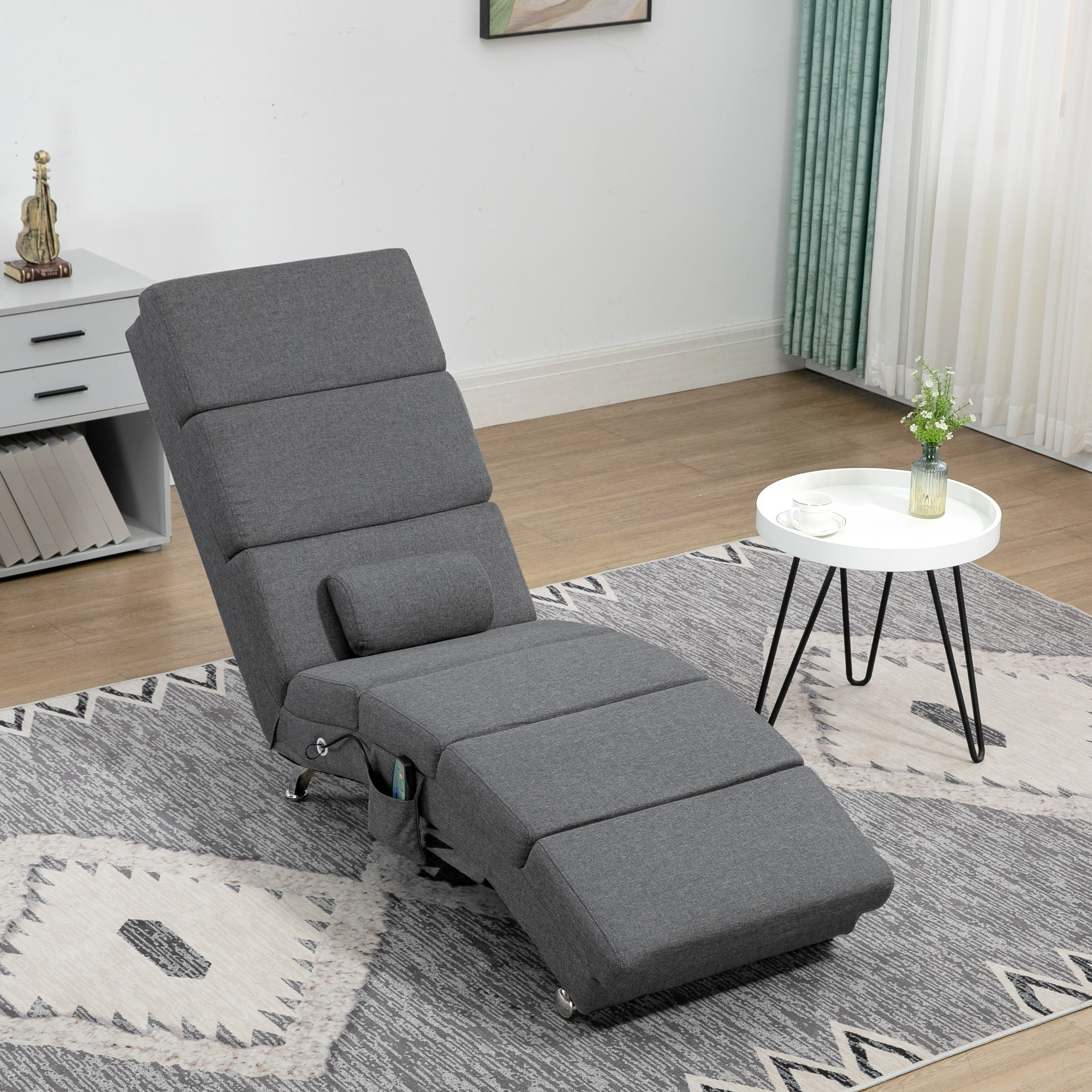 Massagesessel Relaxsessel Liegesessel 8 Vibrationspunkte, 5 Modi, 8 Vibrationspunkte, 56 x 168 x 84 cm, Grau