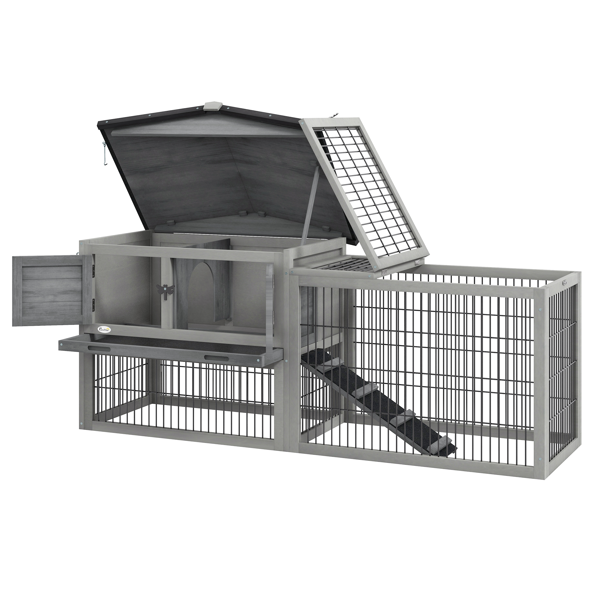 Kleintierstall kleintierkäfig mit Freigehege Meerschweinchenstall Freilaufgehege Grau
