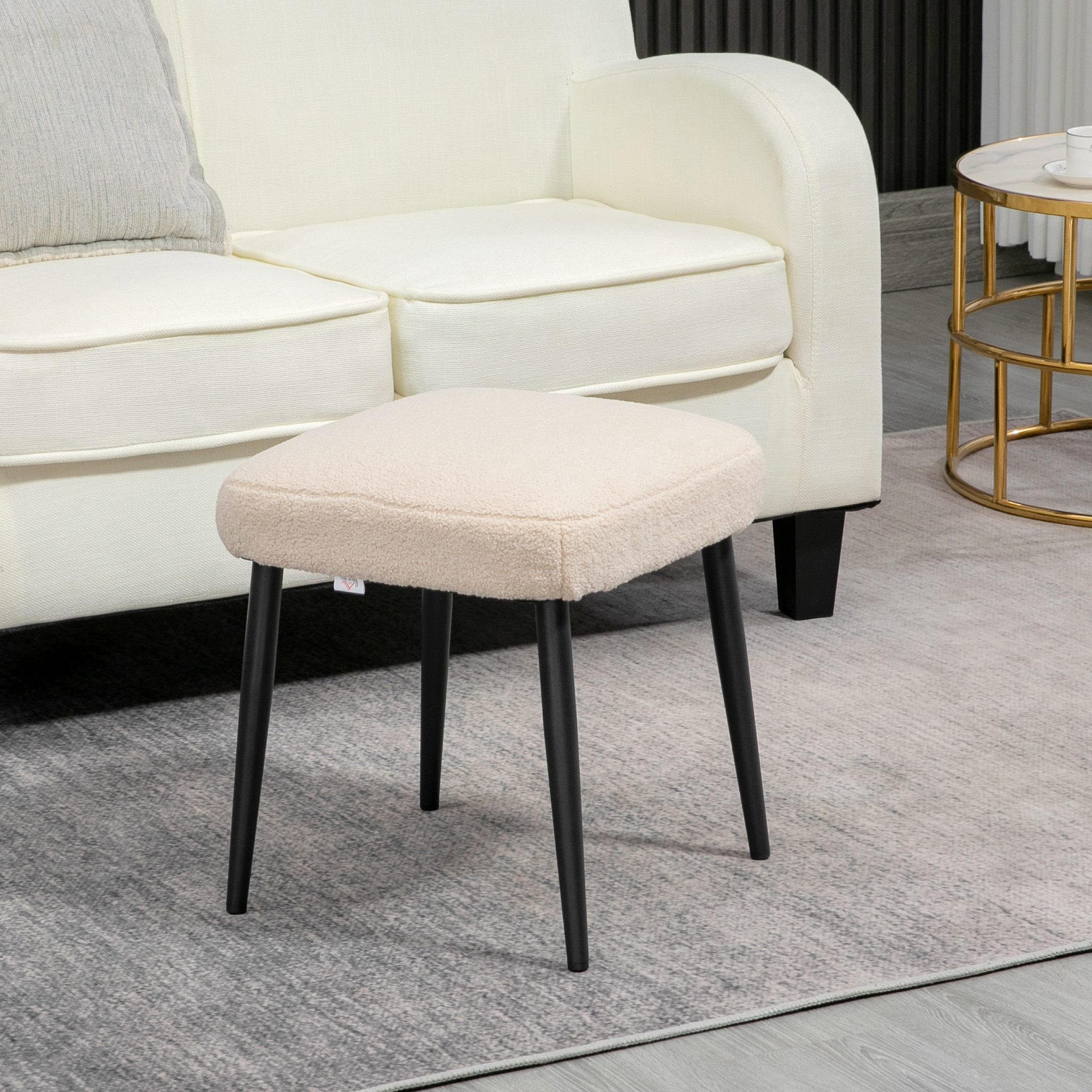 Hocker, Sitzhocker, Teddy, Fußhocker, Beige
