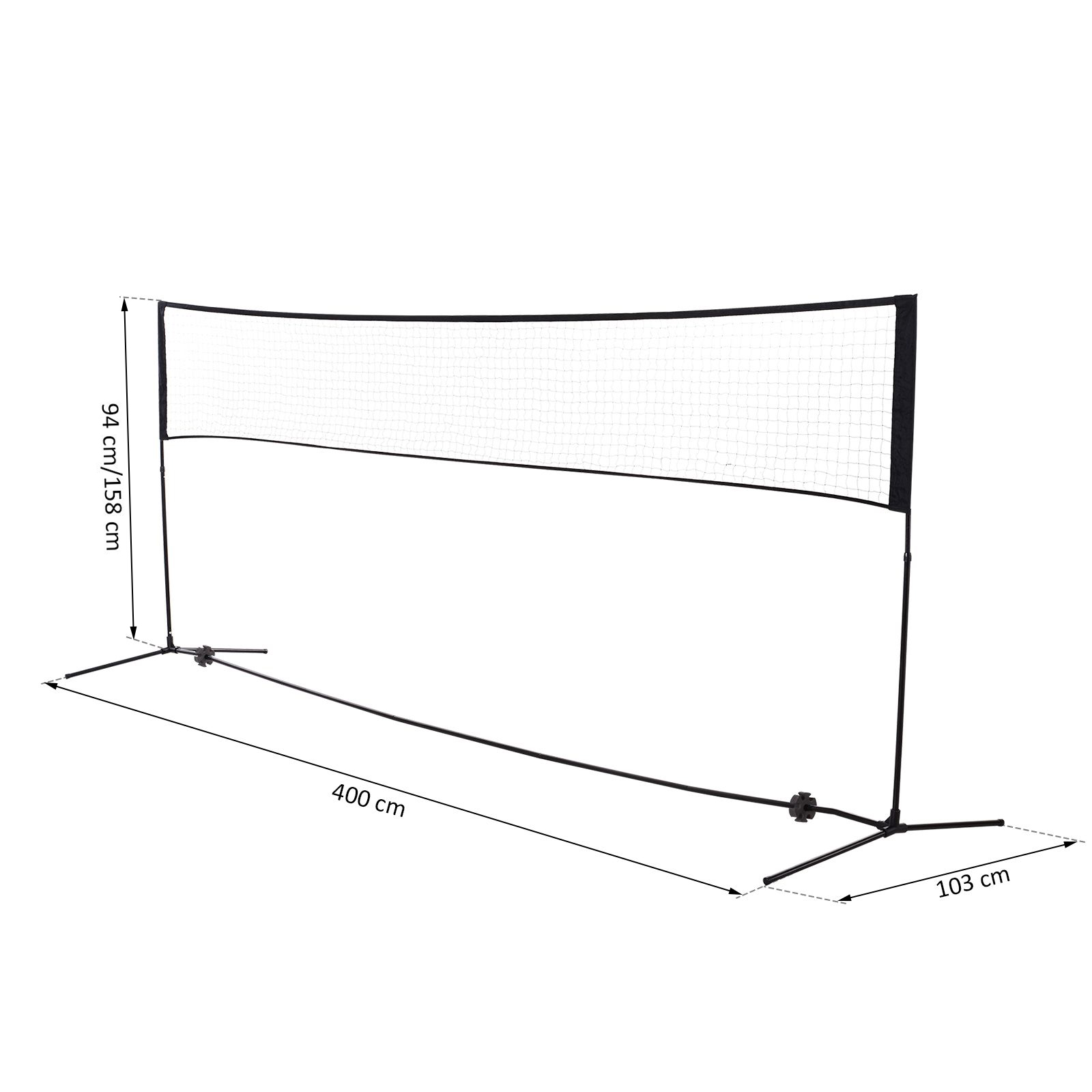 Badmintonnetz 2-Fach-höhenverstellbar Volleyballnetz Tennisnetz Transporttasche 94/158cm Schwarz+Grün