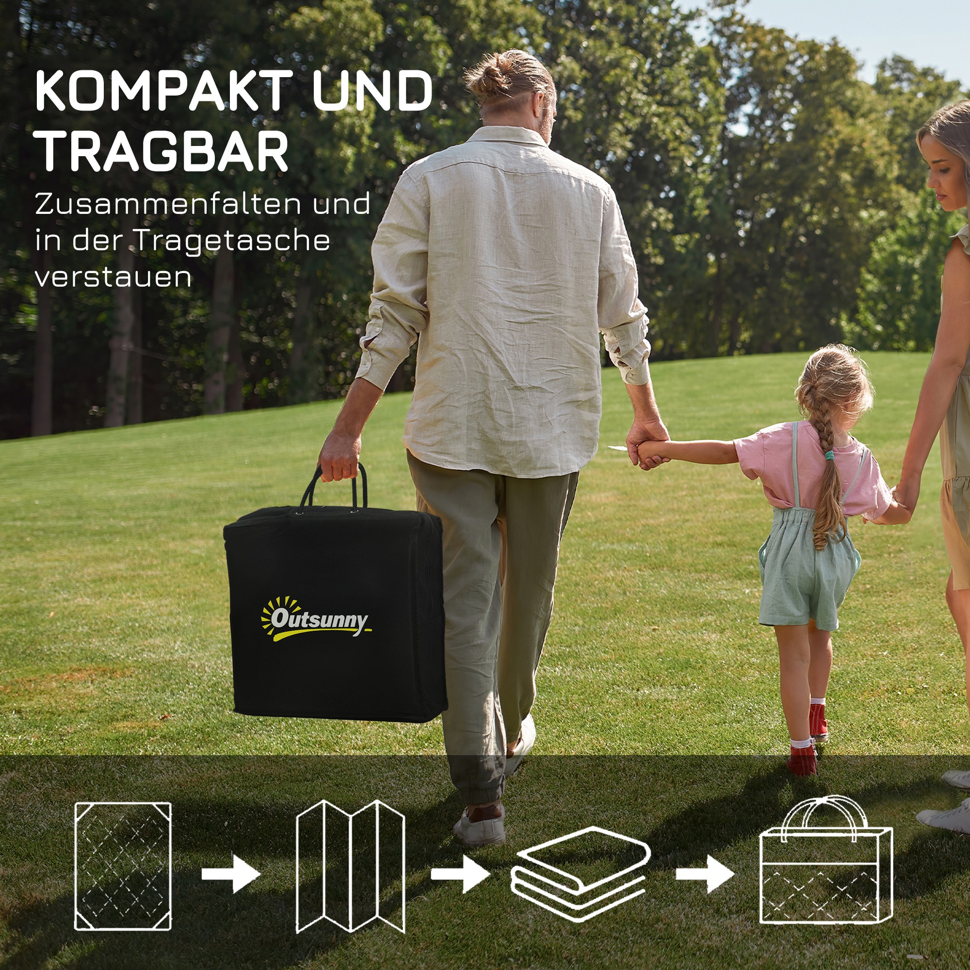 Outdoor Wendeteppich, wasserfest, geometrisch, 182x274cm, Schwarz/Grau