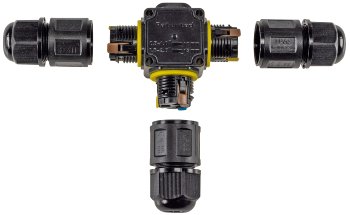 Kabelverbinder T-Form, IP68, 450V/24A / Klemmanschluss, für Kabel Ø 6-11mm