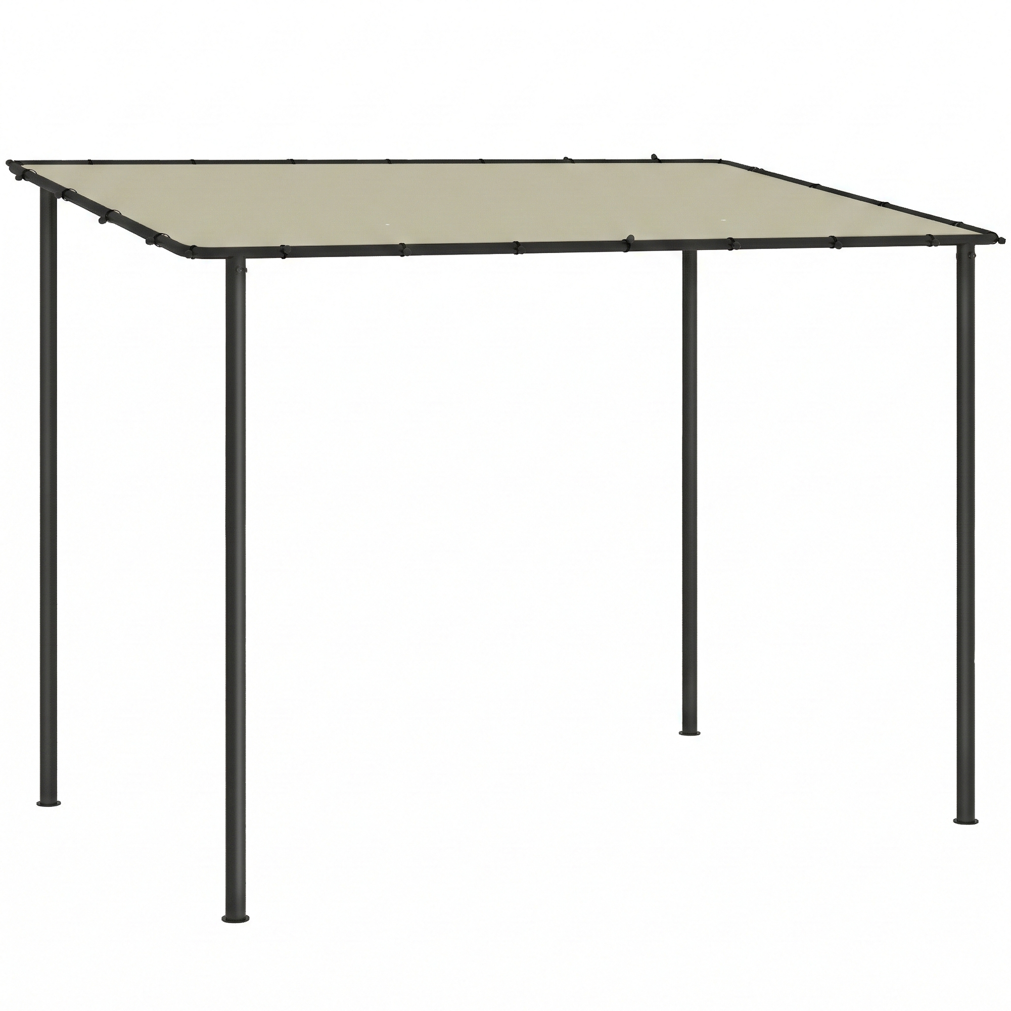 Anbaupavillon Pergola mit Metallgestell Dach, wetterfest wandmontiert Pavillon Vordach, 3 x 1,8 x 2,3 m Cremeweiß