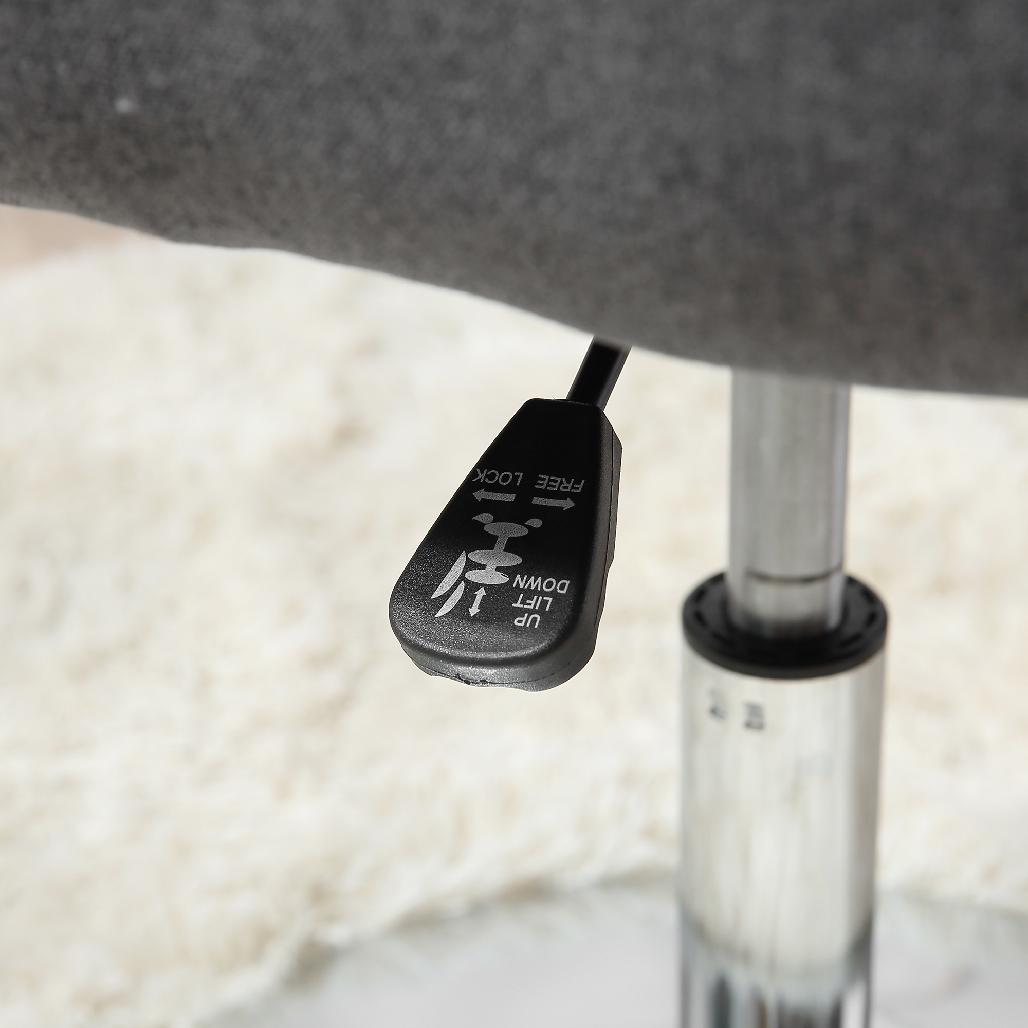 Drehstuhl, höhenverstellbarer Bürostuhl, leinenartiges Polyester, Metall, 60 x 60 x 79-91 cm, Dunkelgrau