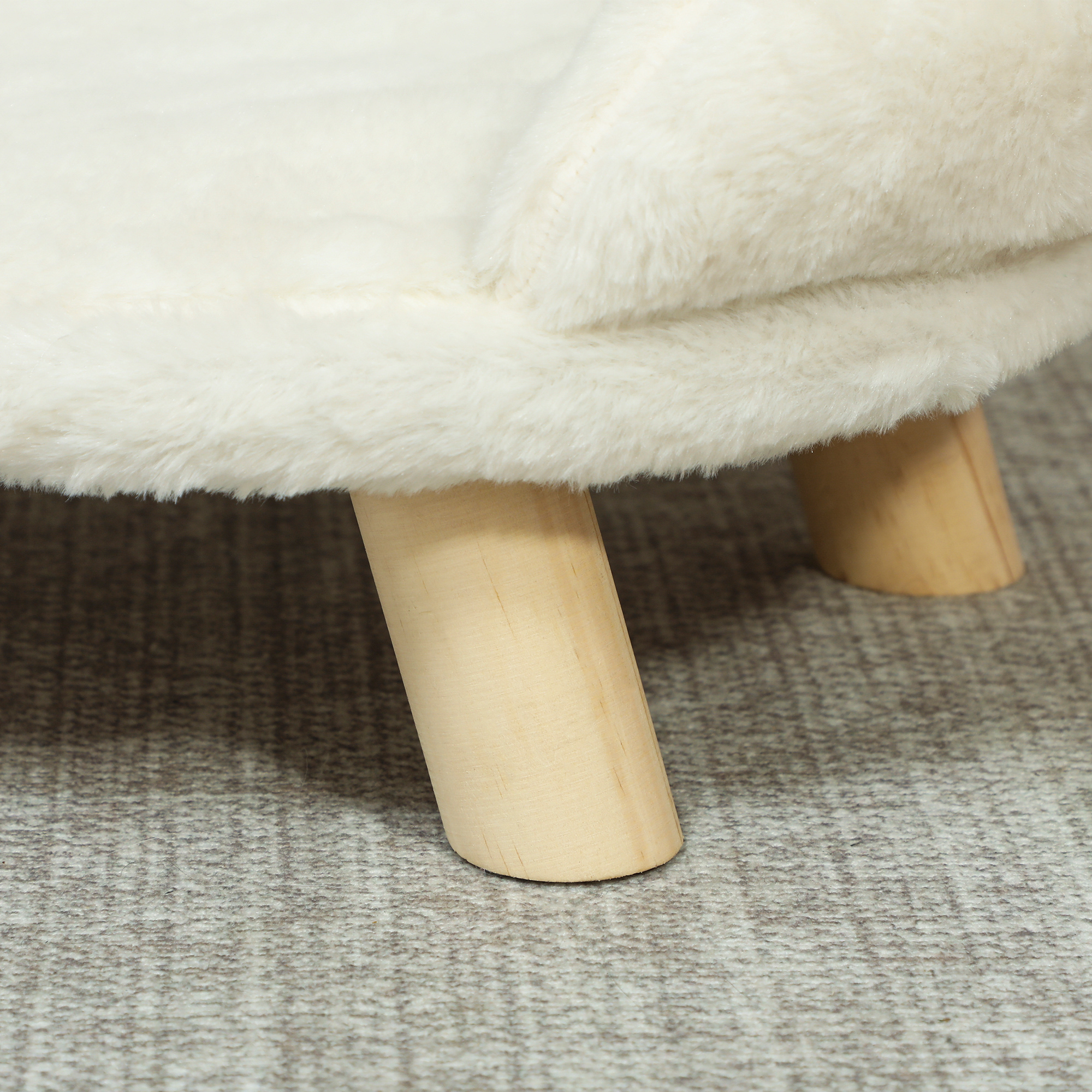 Haustierbett für Katzen und Hunde bis 5kg/30cm, waschbarer Plüschbezug, Cremeweiß, 47 x 40 x 20 cm