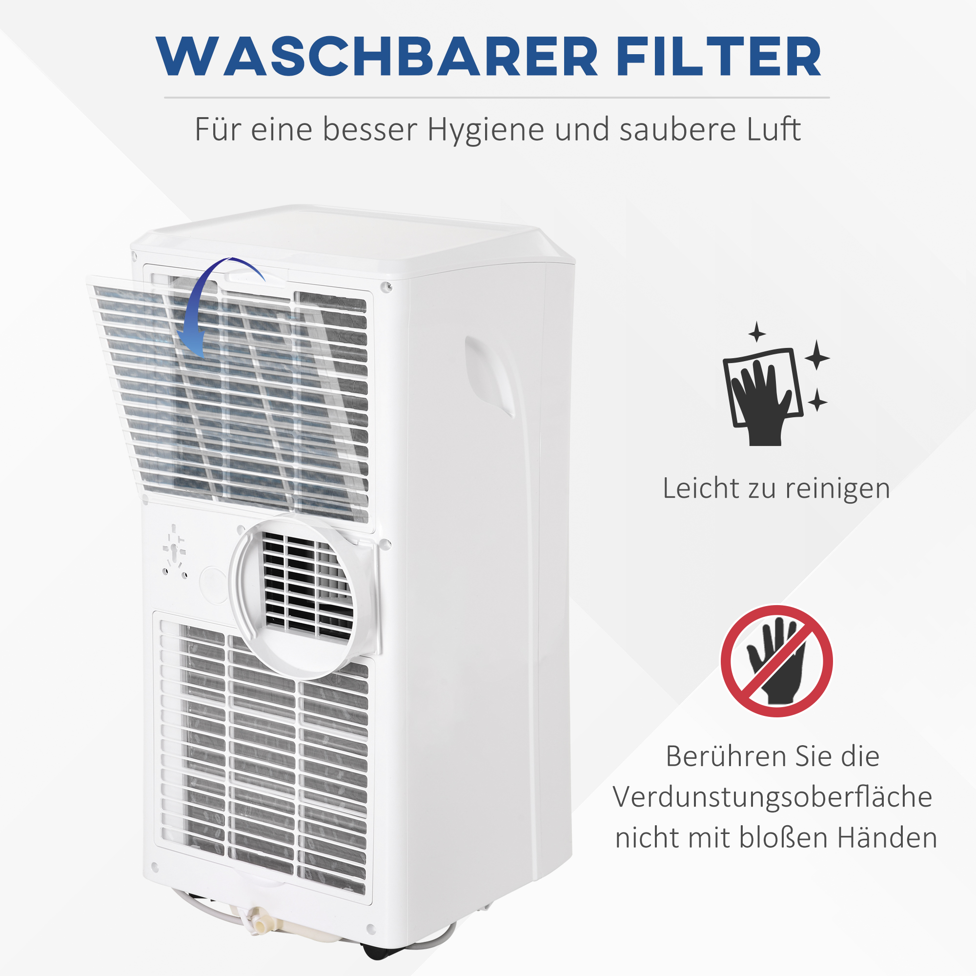 mobile Klimaanlage 3-in-1, inkl. Fernbedienung, 9K BTU, 24h Timer, ABS, Weiß