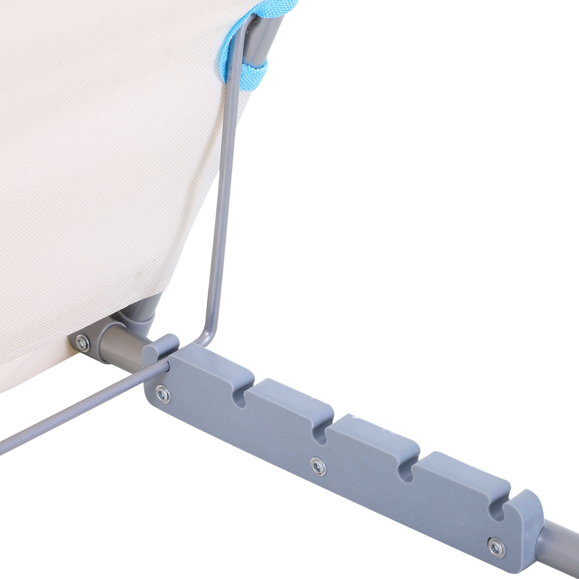 Strandliege Sonnenliege Gartenliege, klappbar, verstellbare Rücklehne, Seitentasche, 48 cm x 134 cm x 33-43 cm, Beige