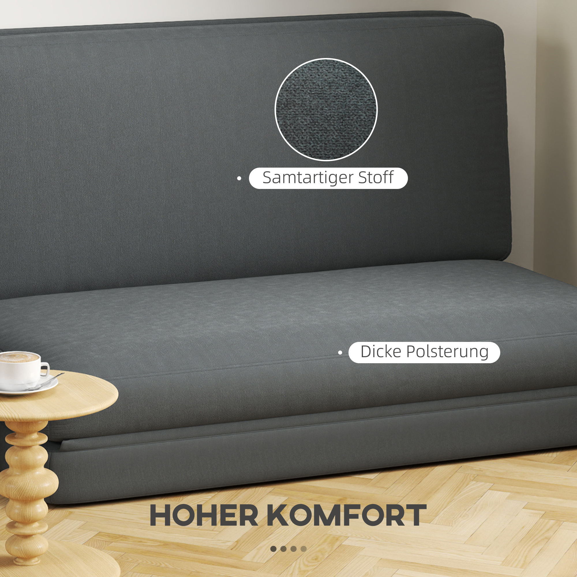 3-in-1 faltbarer Relaxsessel, Gästematratze, teilbar, 138 cm breit, Dunkelgrau