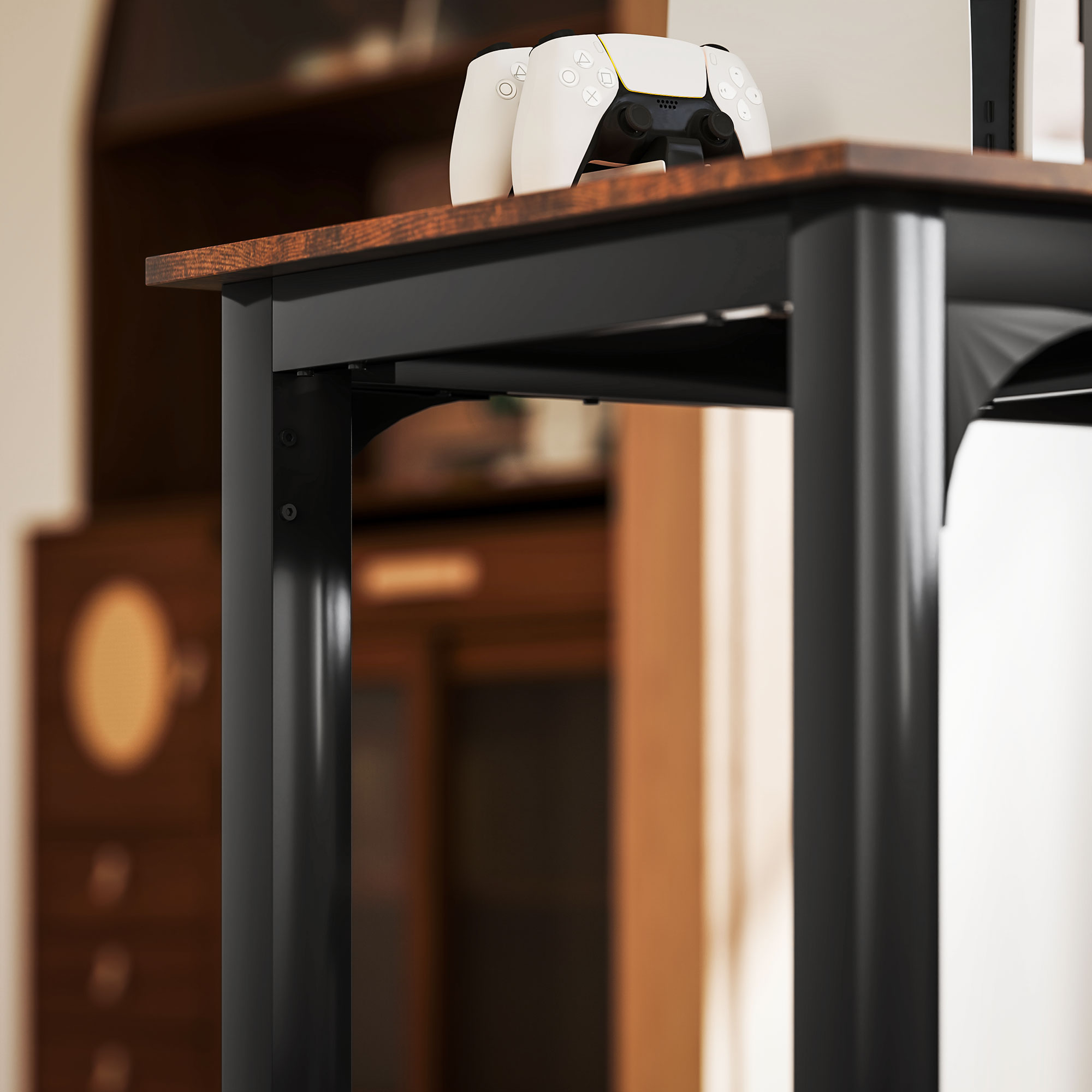 Schreibtisch, Computertisch, rustikales Design, viel Platz, Spanplatte, Braun