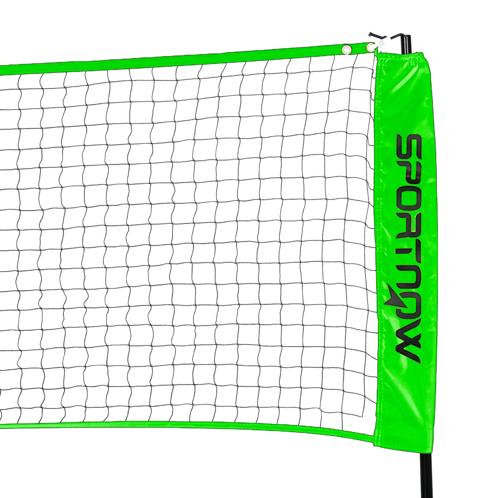 Badminton-Set mit 2 Schlägern, 3 Federbällen, höhenverstellbar 107-155 cm, Schwarz-Grün